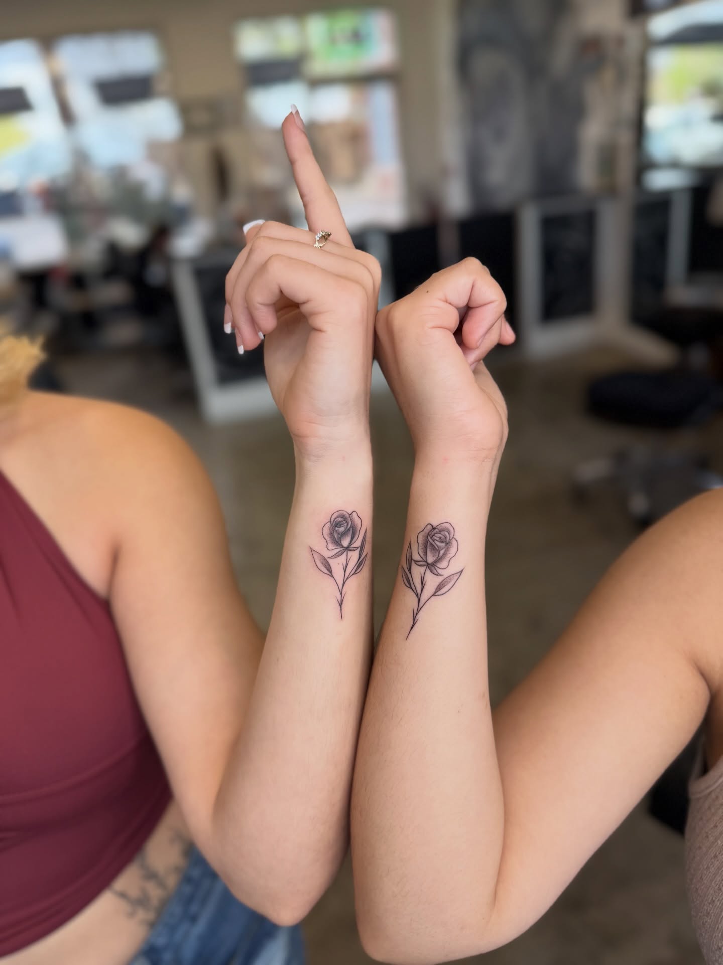 Rose black and grey tattoo on the forearm by Ricky Sanchez, Duncanville, Texas