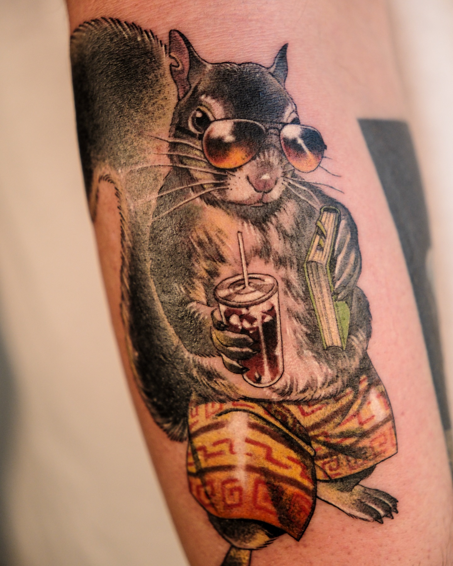Squirrel realism tattoo on the forearm by Hemi 혜미타투