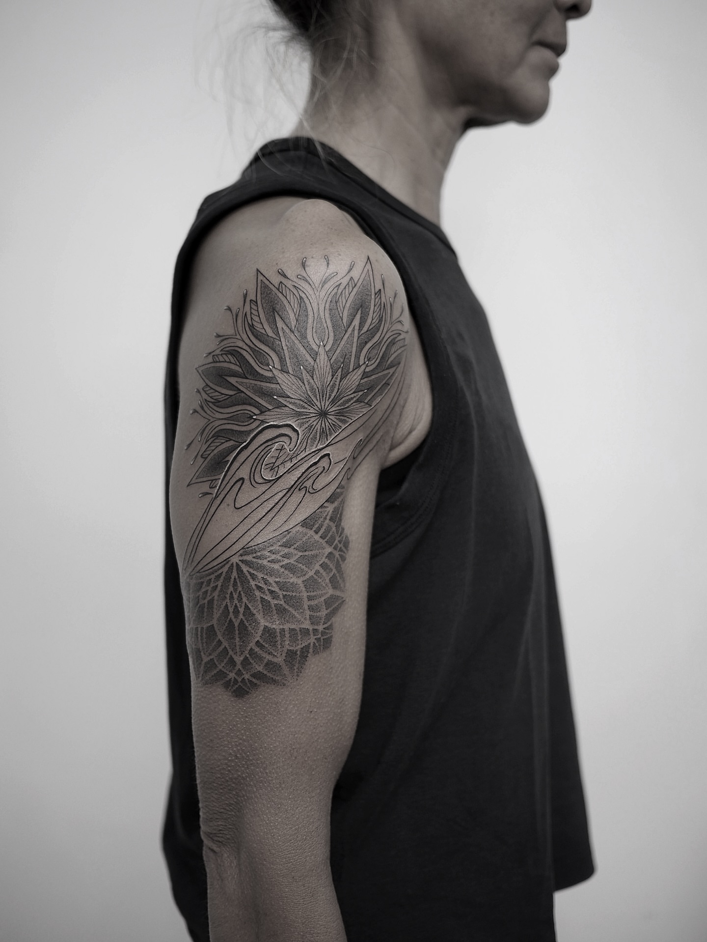 Tattoo by @jimmyyuen — black_and_grey, geometric