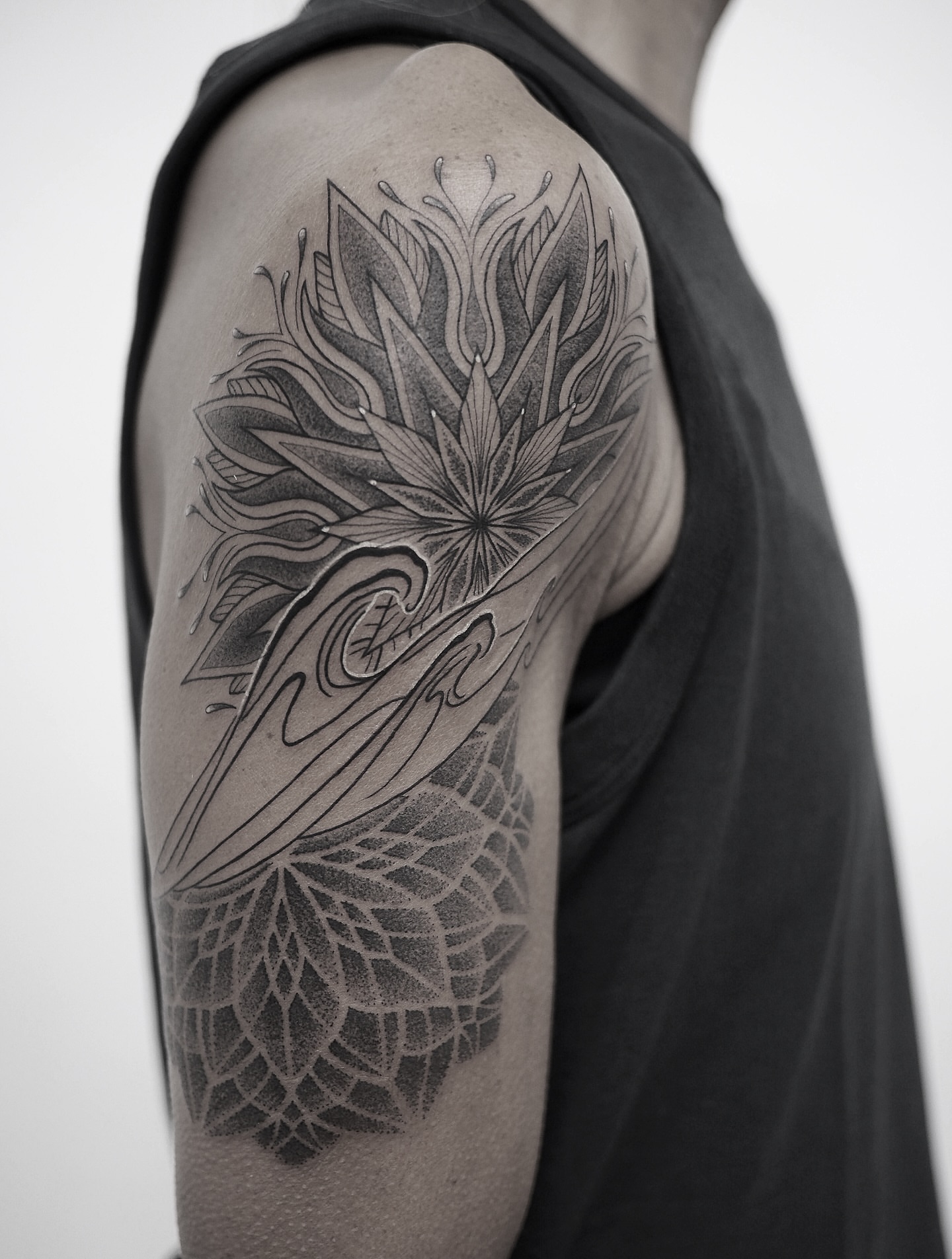 Tattoo by @jimmyyuen — black_and_grey, geometric