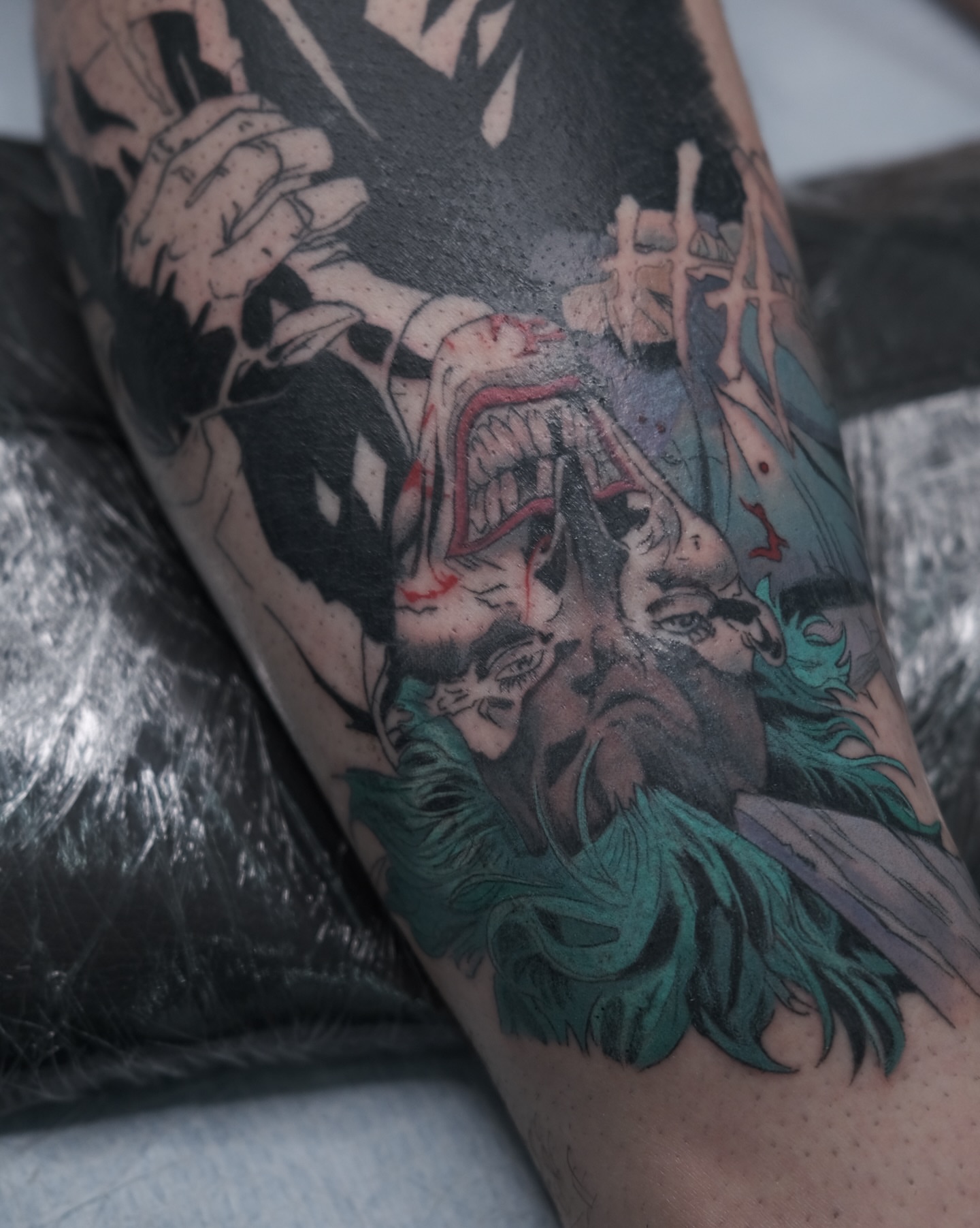 Bearded man dark realism tattoo on the forearm by belen (bae-lin)🇺🇾, Mesa, Arizona