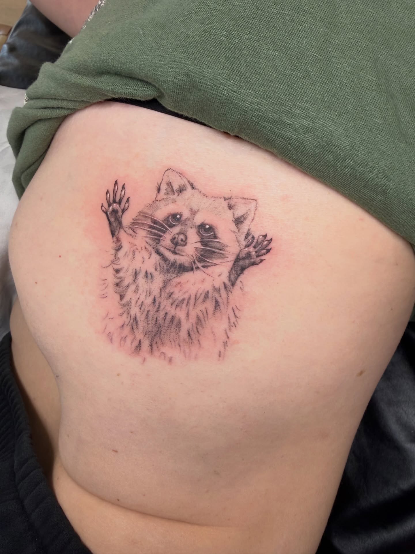 Raccoon realism tattoo by Dani Fried Tattoos