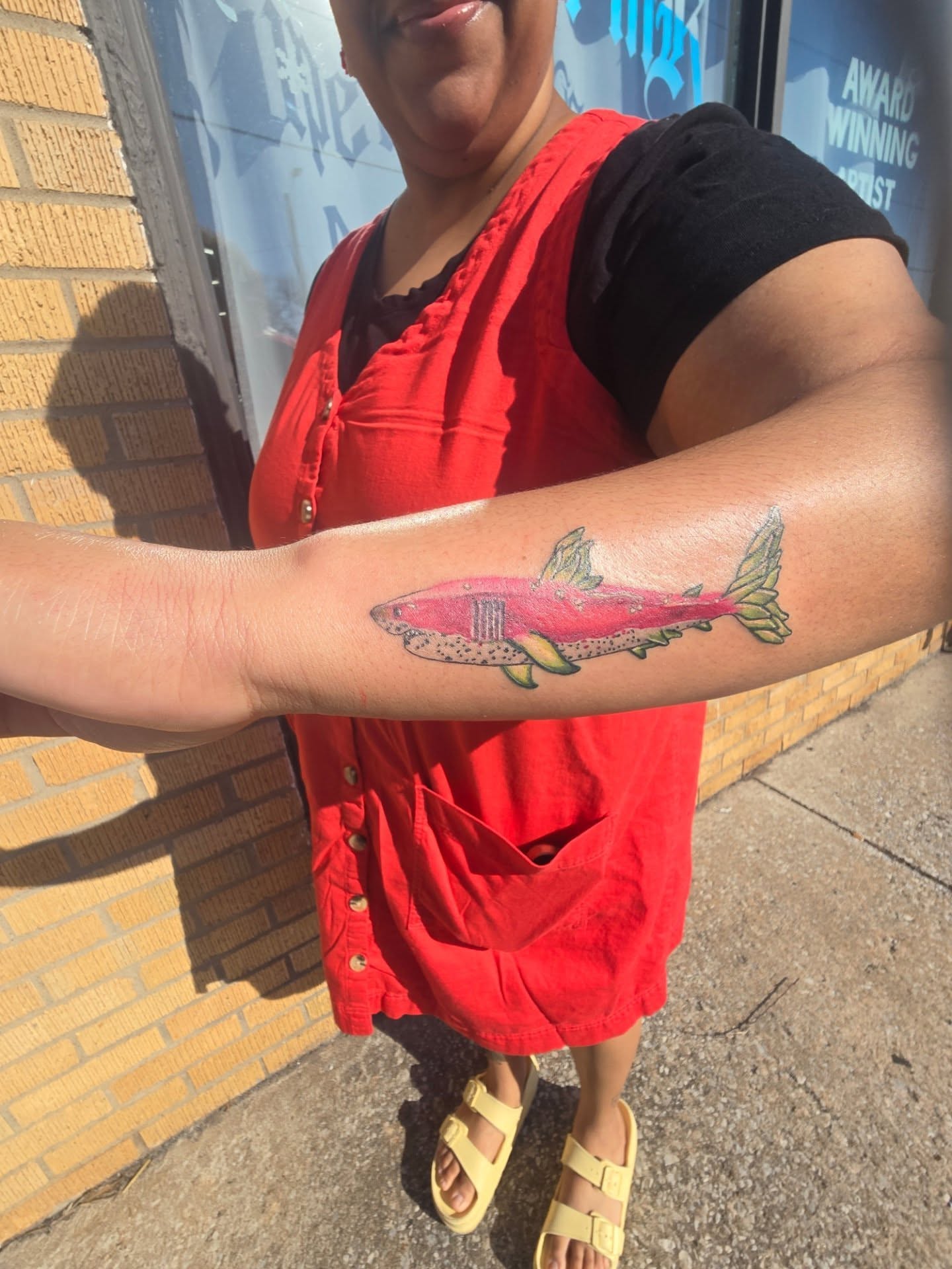Fish realism tattoo on the forearm by Maddox Kitson🕷