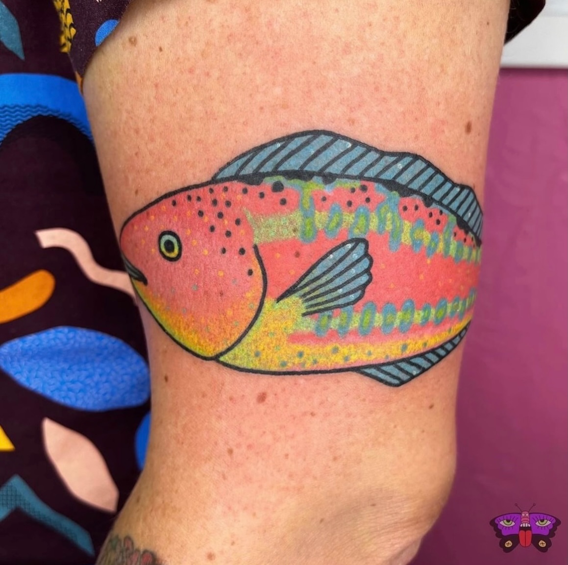 Fish dotwork tattoo on the forearm by Jess Koala, San Francisco, California