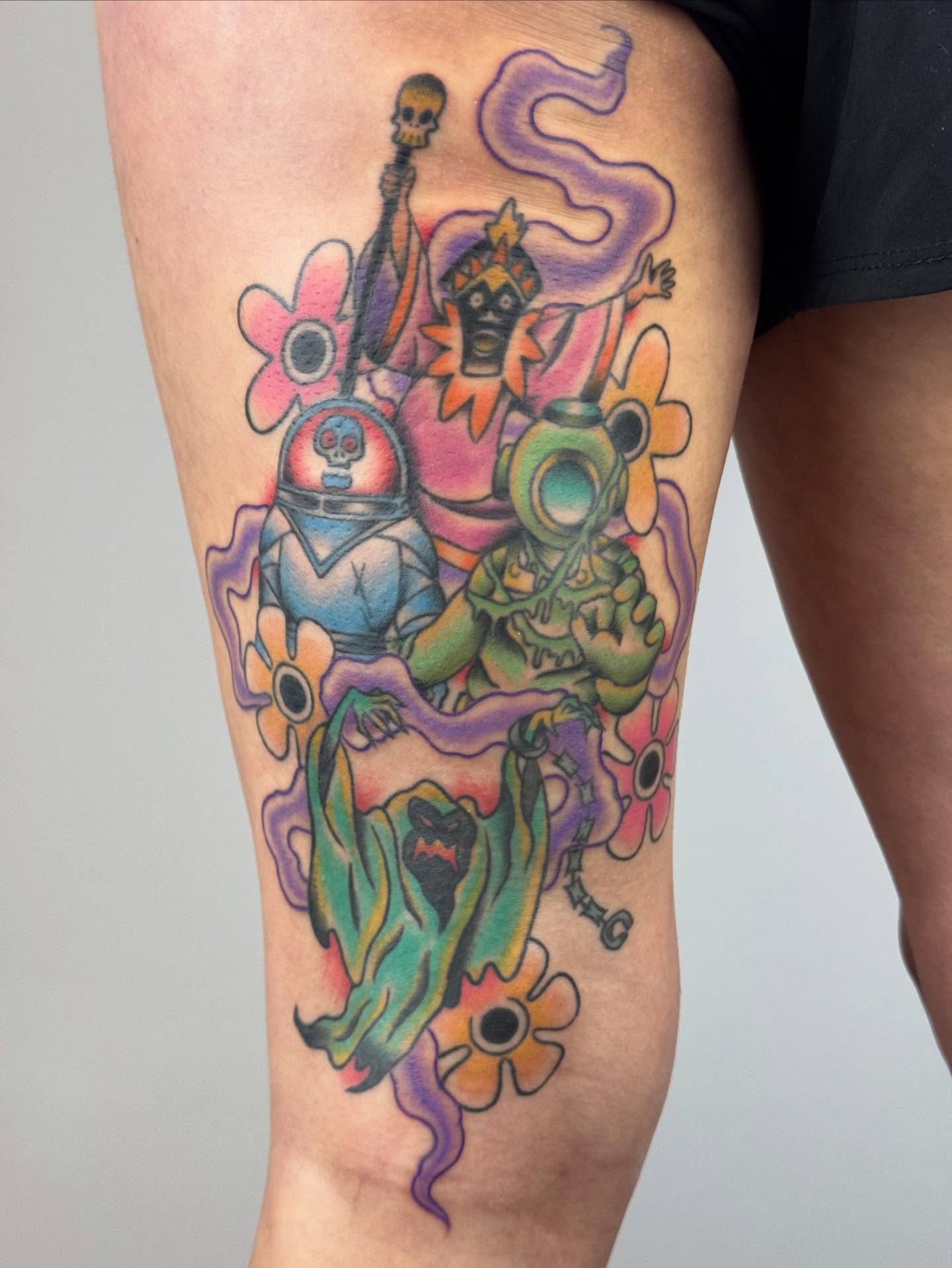 Underwater scene new school tattoo on the thigh by π©πͺπ¬