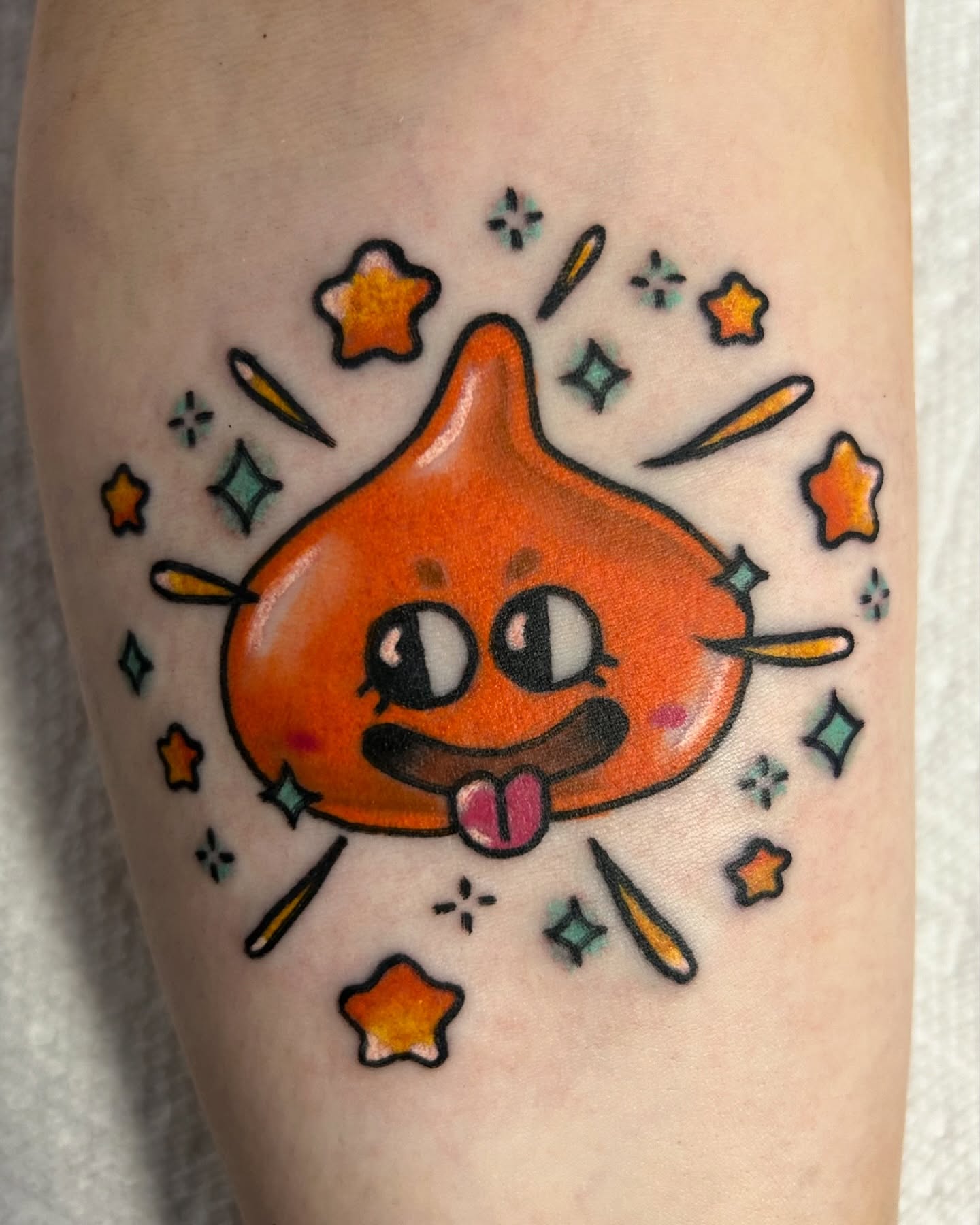 Kawaii food character new school tattoo on the forearm by Ollie