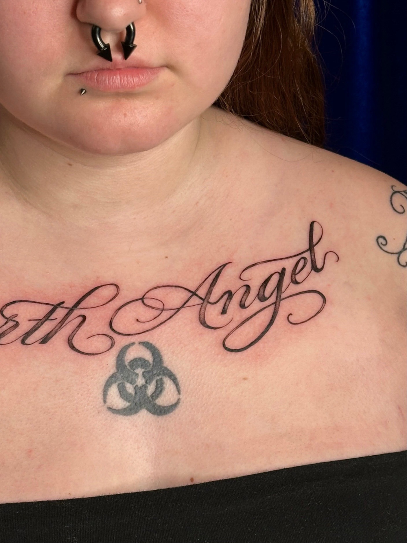 Forth angel lettering script tattoo on the shoulder by ๐ฐ ๐ต๐๐๐๐๐ ๐ฐ