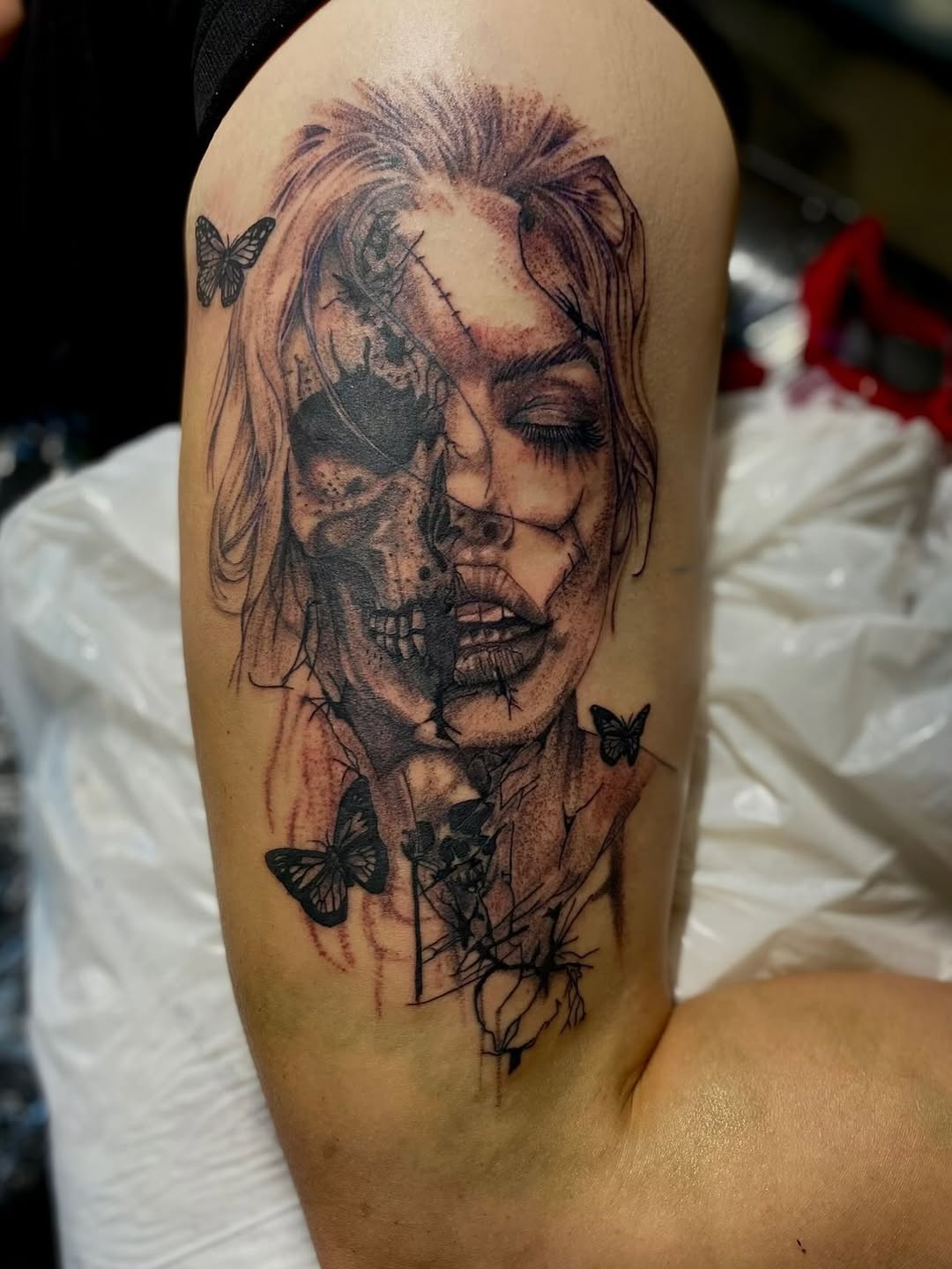 Sketch tattoo on the forearm by Jelani