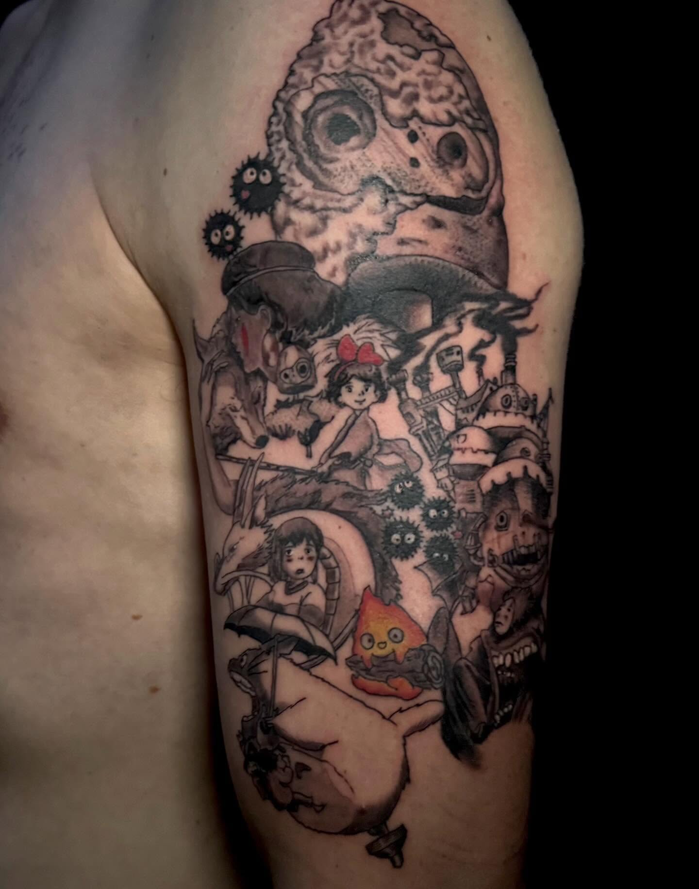 Tattoo by @kgoth_tattoo — dotwork, anime