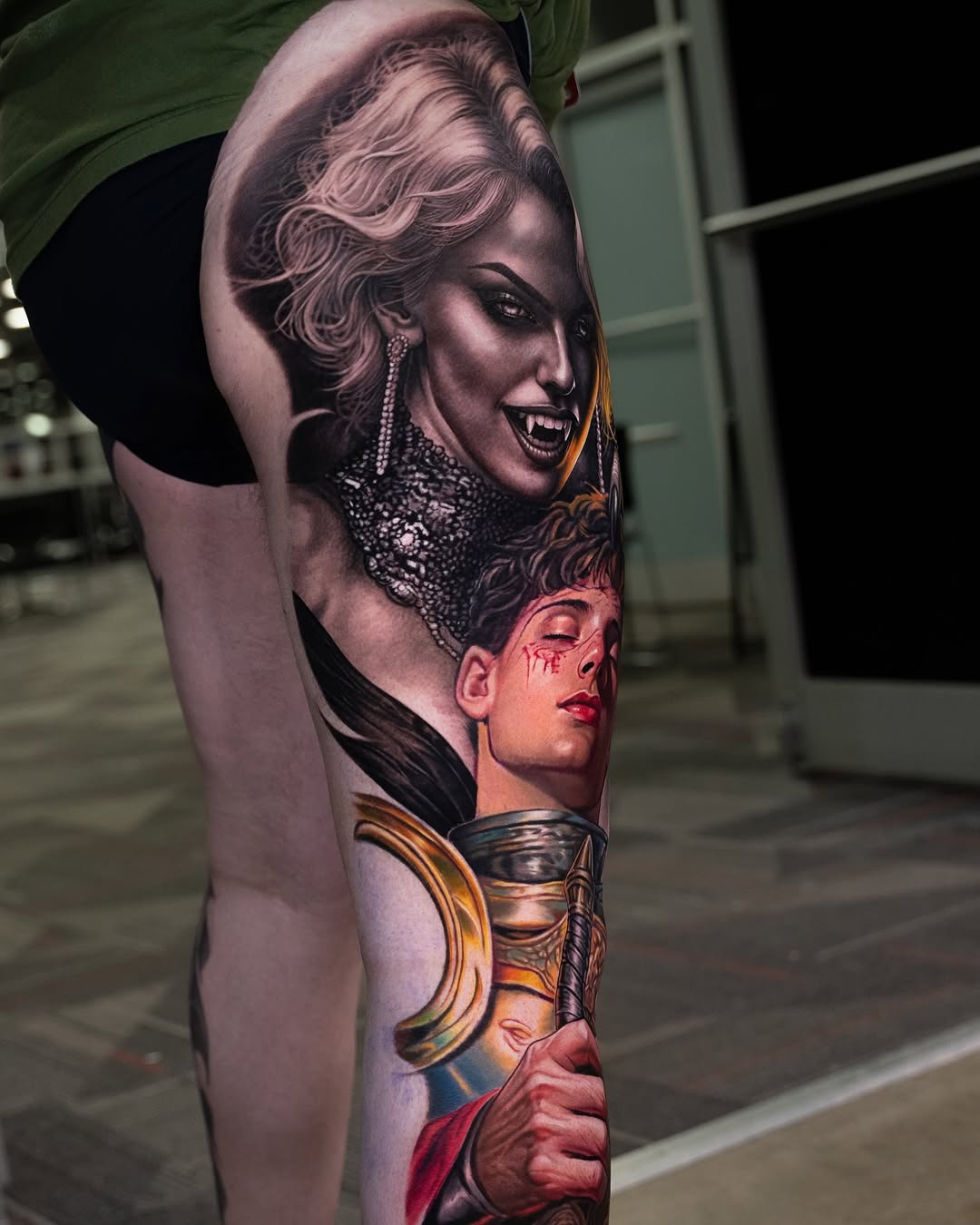 Vampire and warrior realism tattoo on the forearm by @_garart_