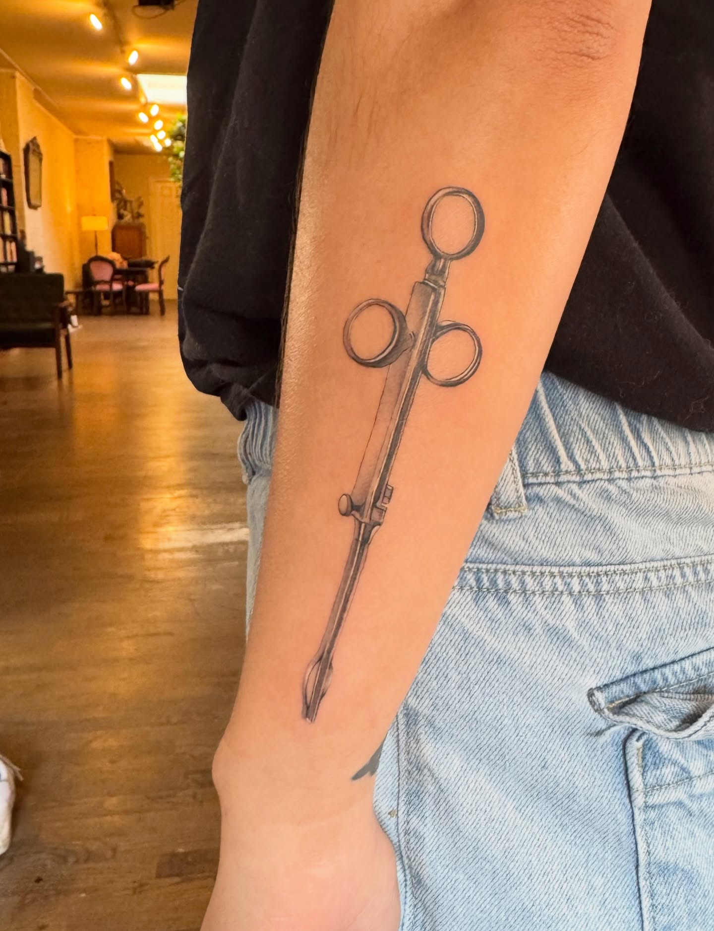 Compass black and grey tattoo on the forearm by Lily Cuoio~ Seattle