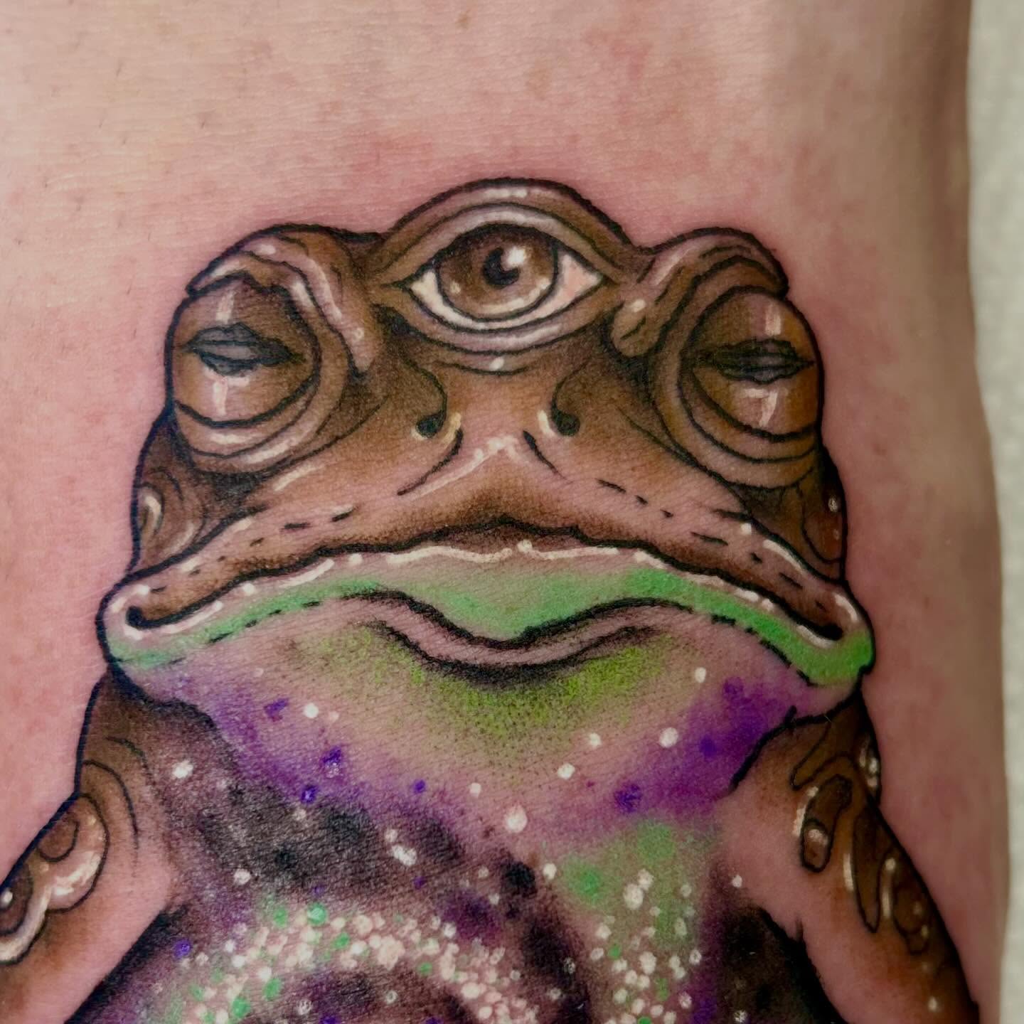 Frog realism tattoo on the forearm by darklord_666