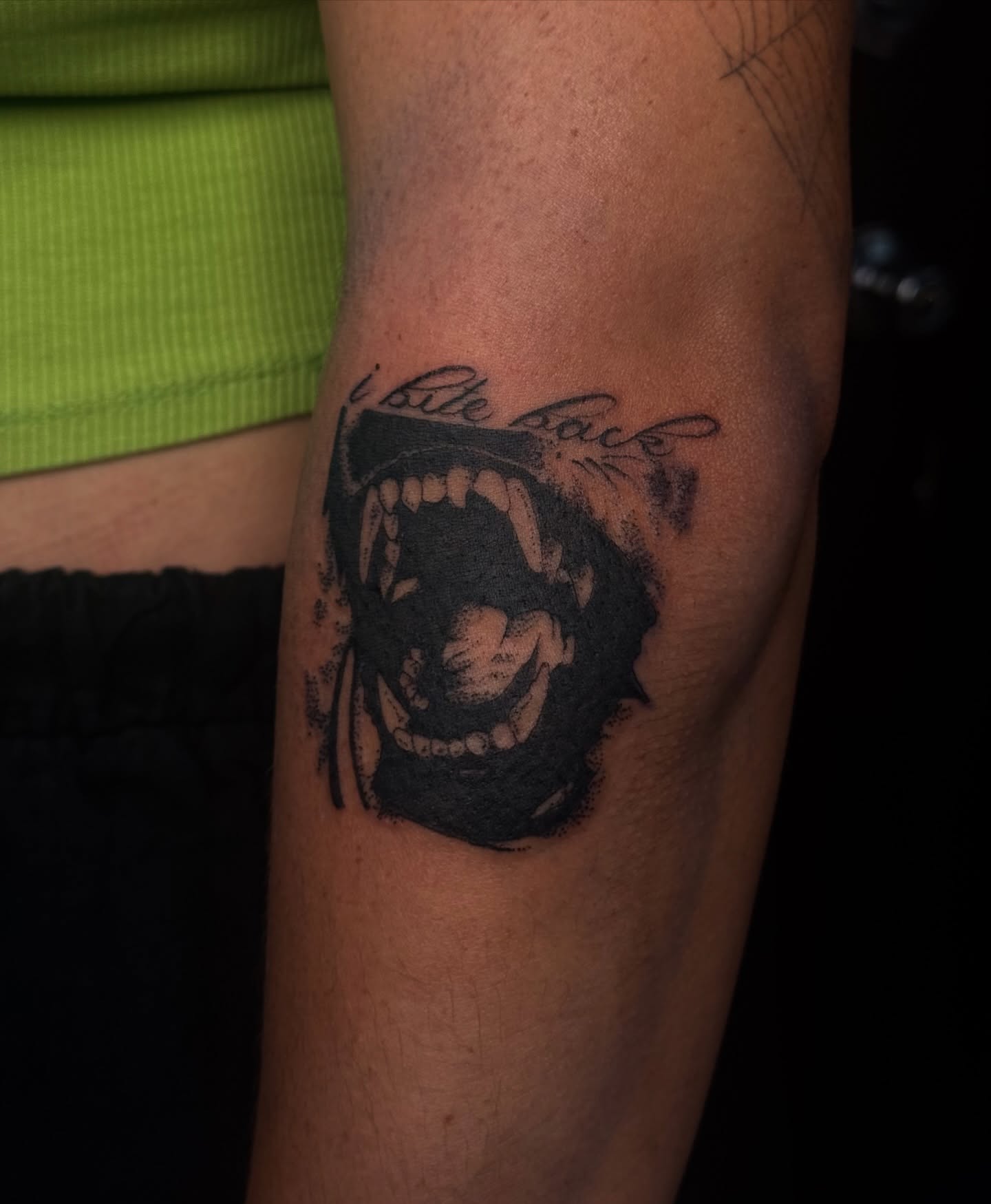 Angry animal black and grey tattoo on the forearm by dewduls :), Berkeley, California