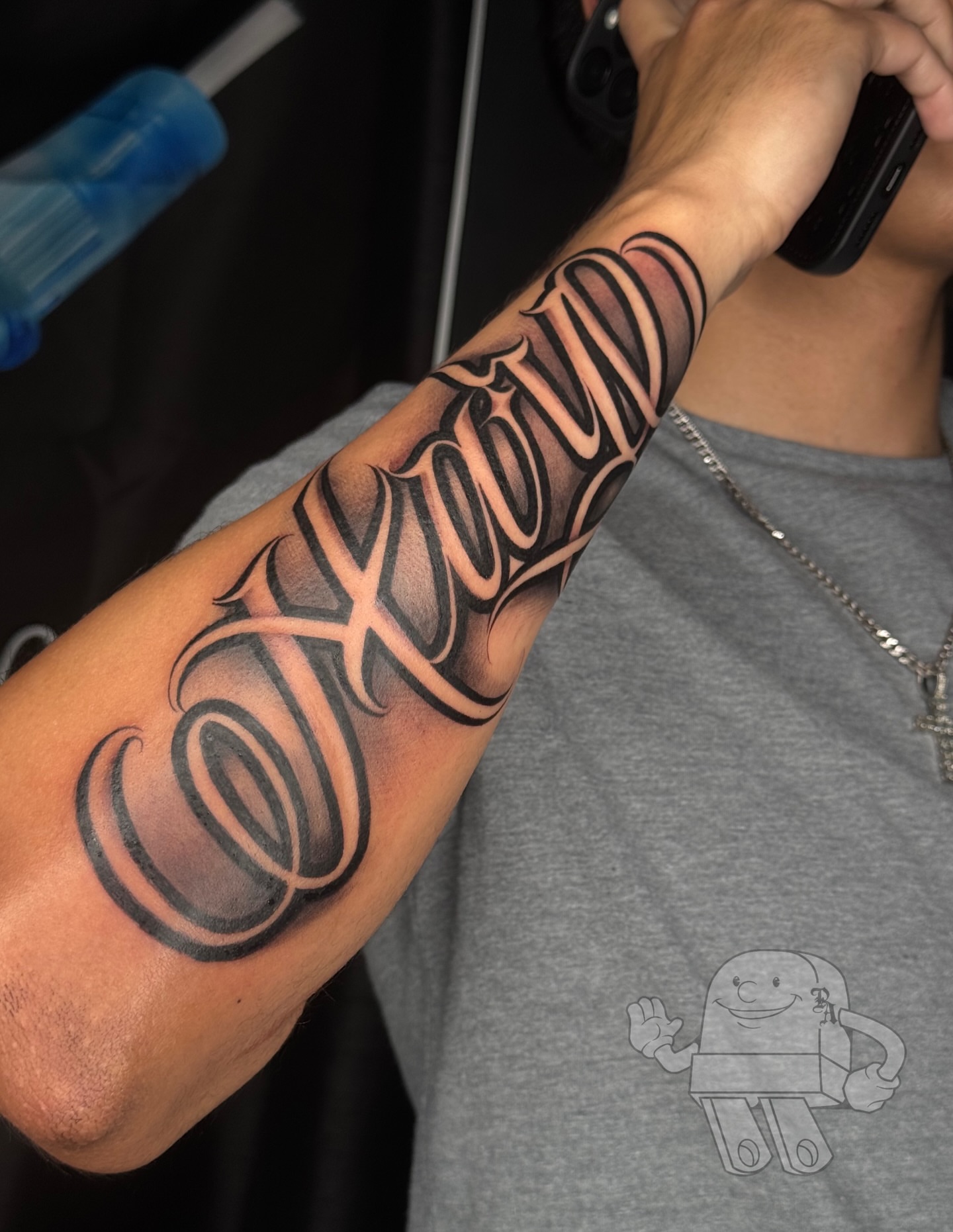 Script lettering lettering script tattoo on the forearm by North County Sd