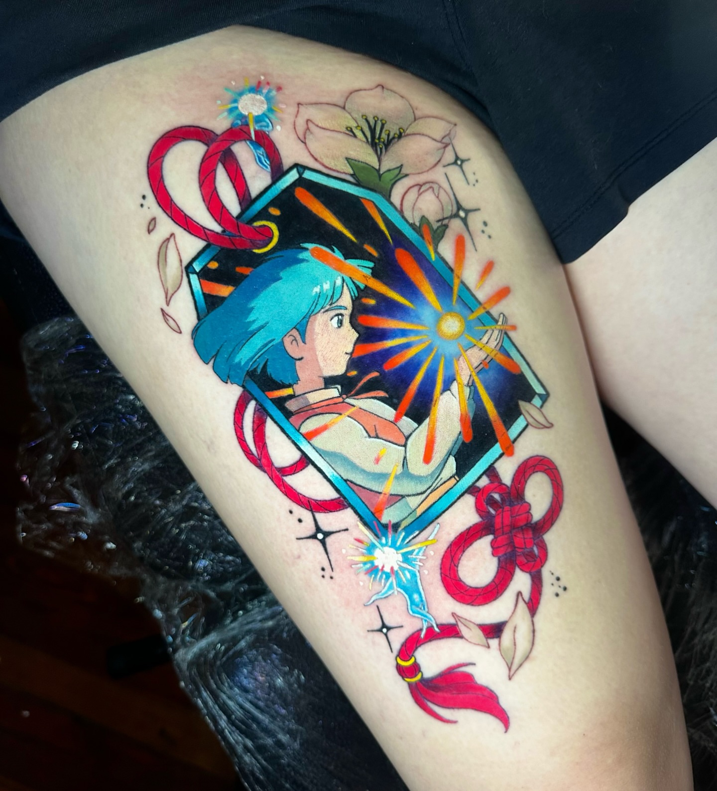 Anime character anime tattoo on the thigh by ππͺπ΄π΄πΎ π