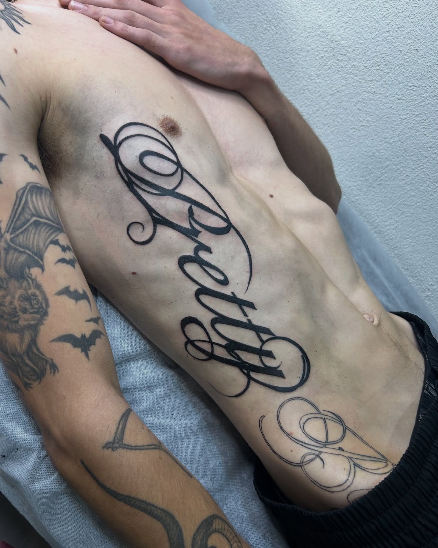 Script lettering lettering script tattoo on the chest by ♡ hayley ♡
