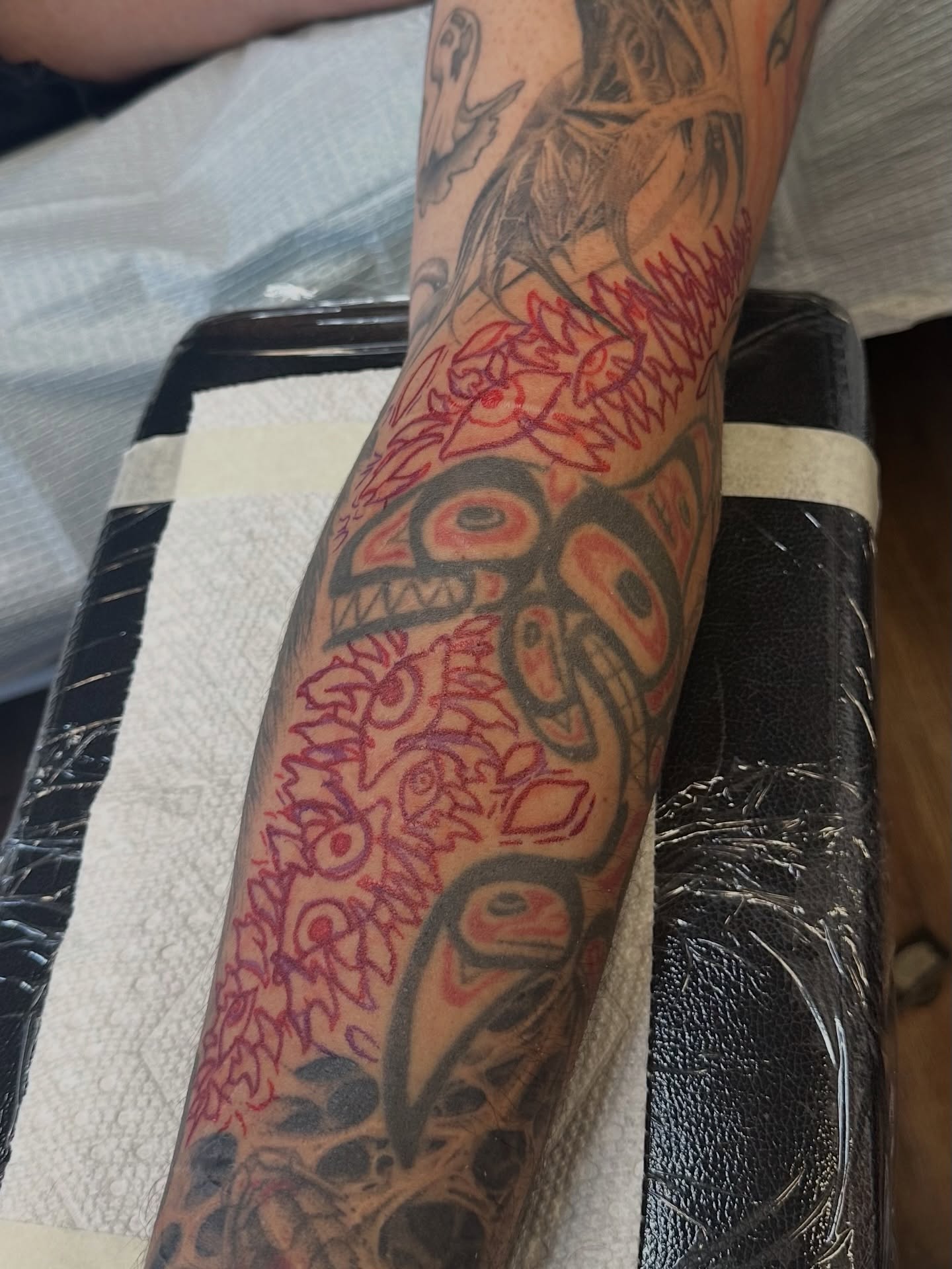 Tribal mask tribal tattoo on the forearm by Ghost
