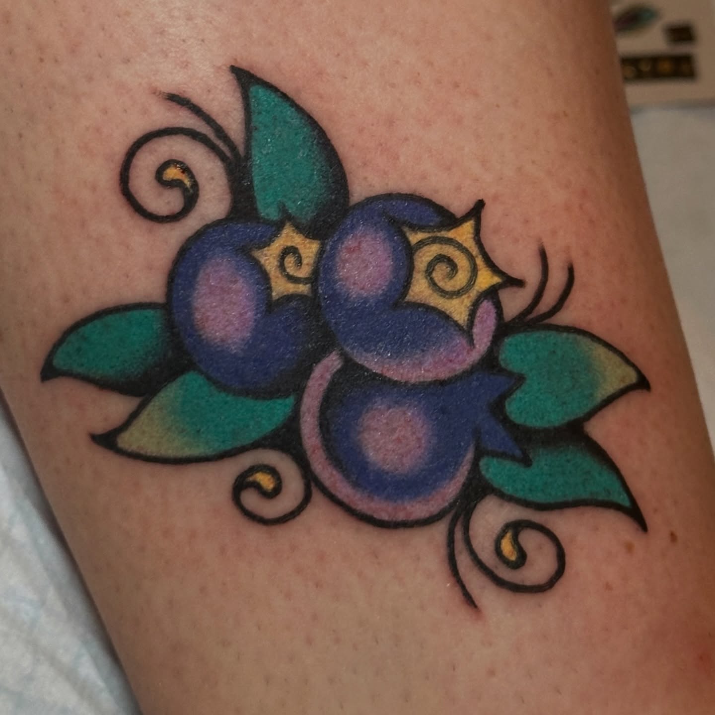 Flower American traditional tattoo on the forearm by kira