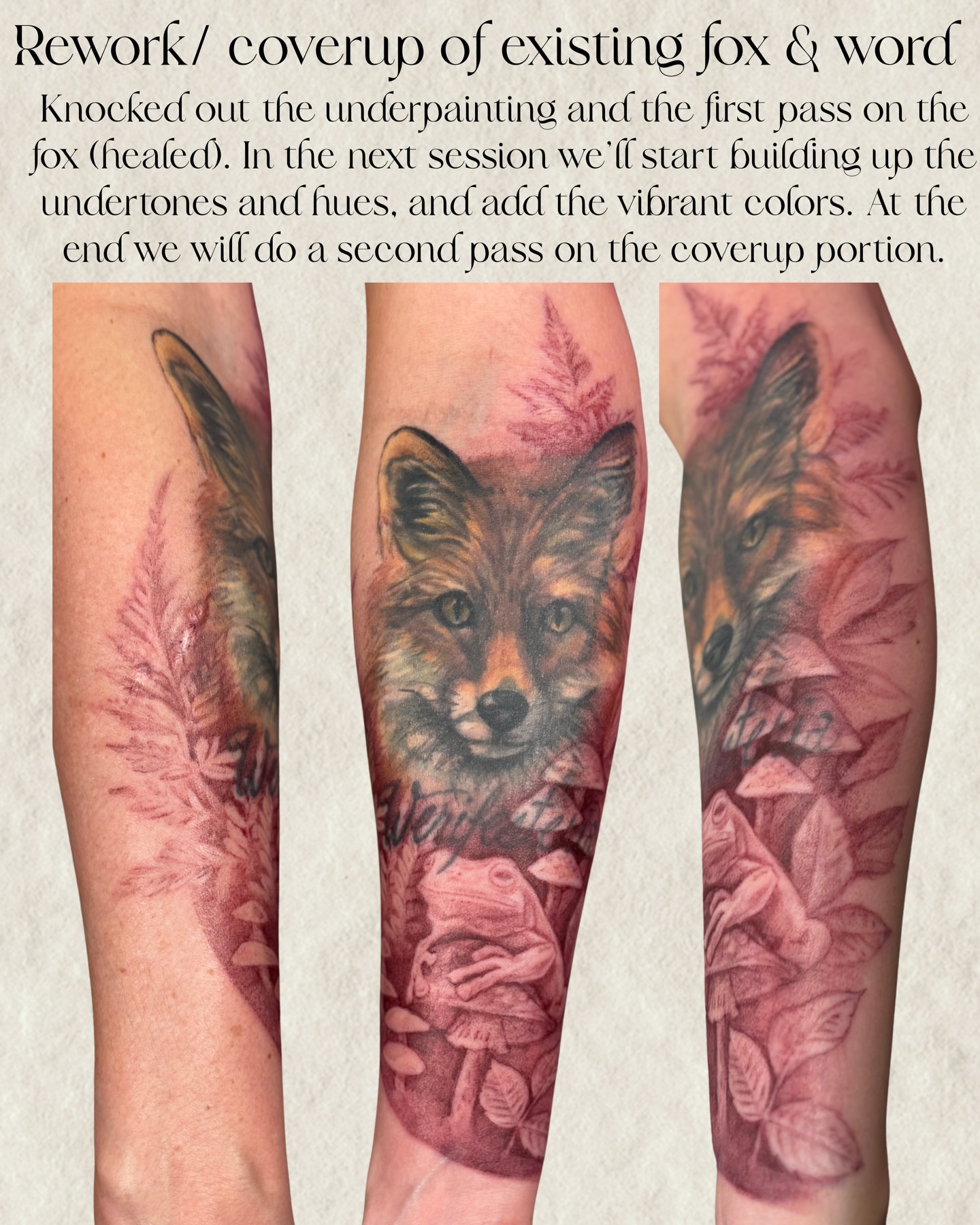 Fox realism tattoo on the forearm by Glory Pechonis πΏ