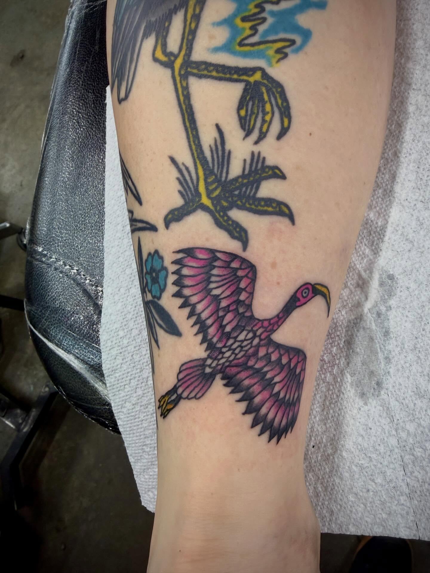 Bird American traditional tattoo on the forearm by Ali Calis