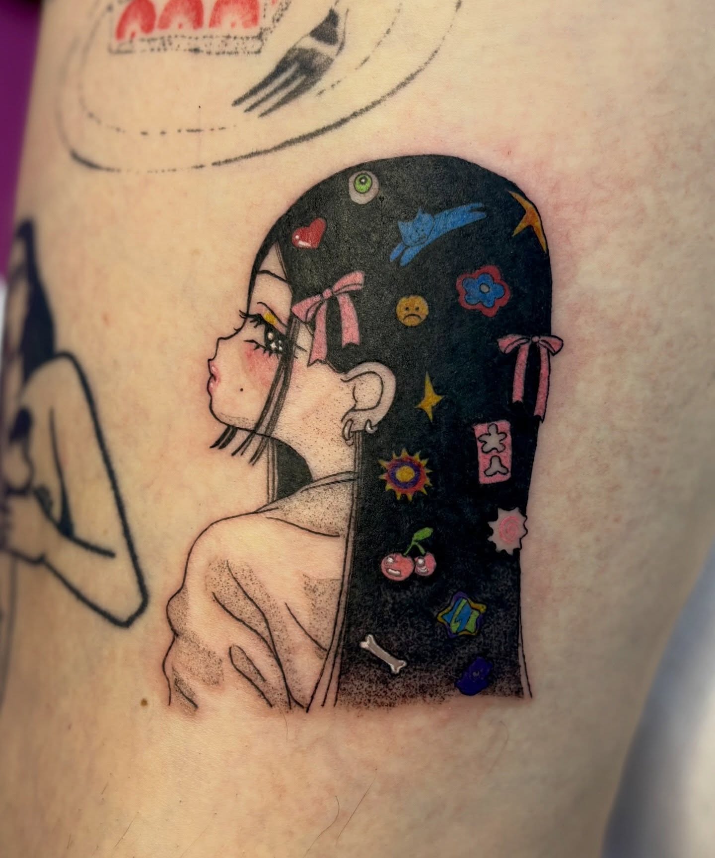 Tattoo by @neciatattoo — dotwork, surrealism