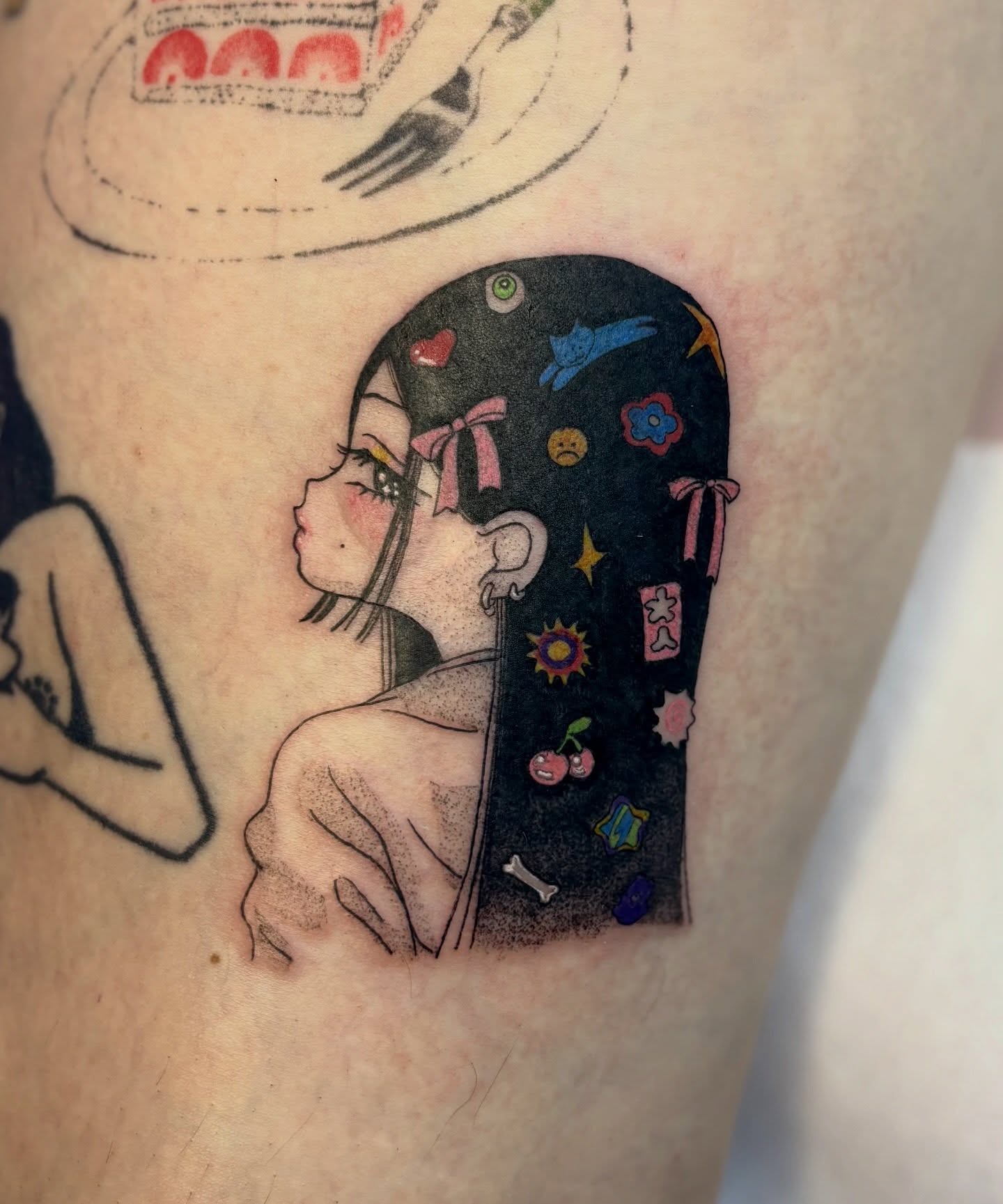 Tattoo by @neciatattoo — anime, dotwork