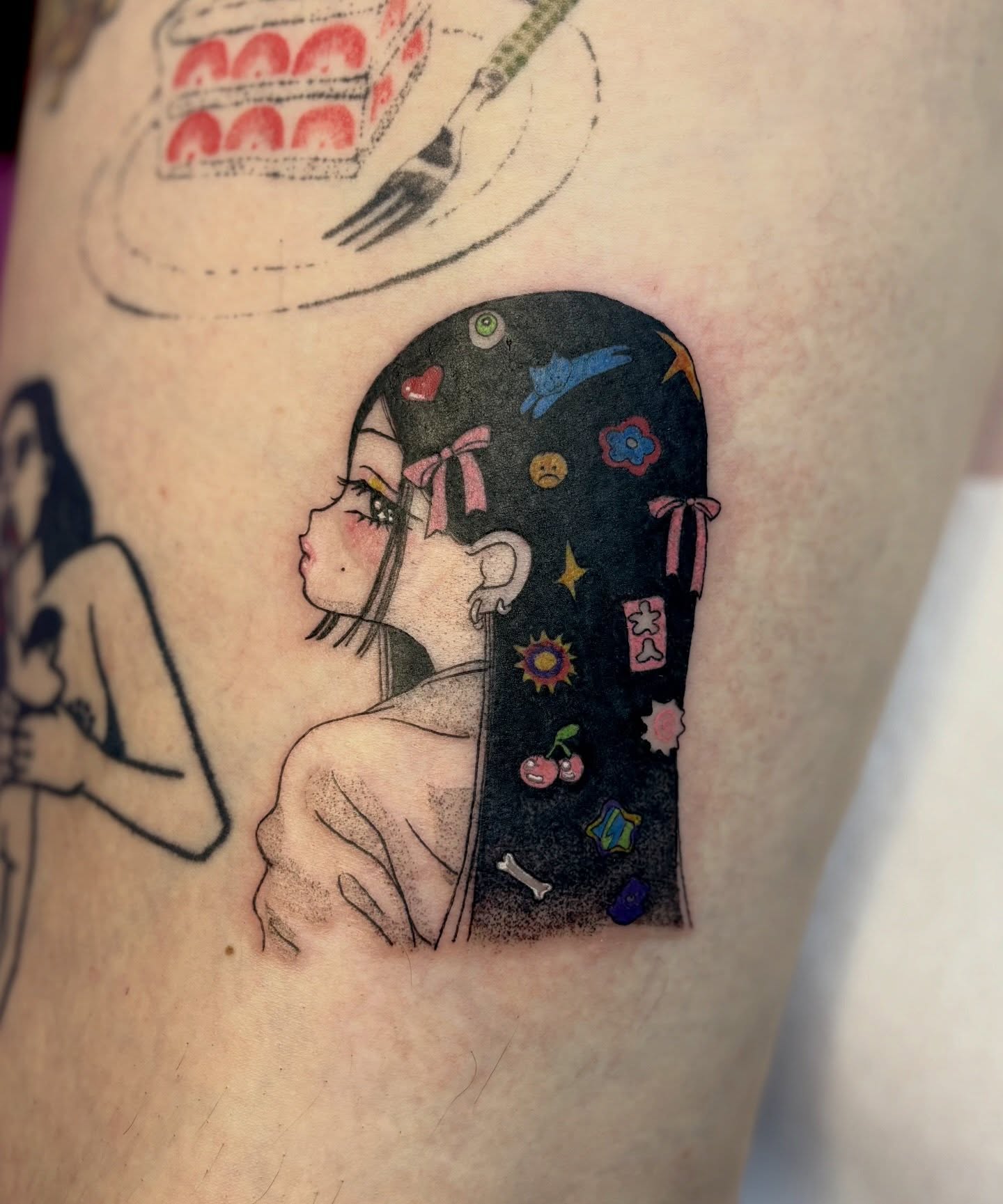 Tattoo by @neciatattoo — dotwork, surrealism