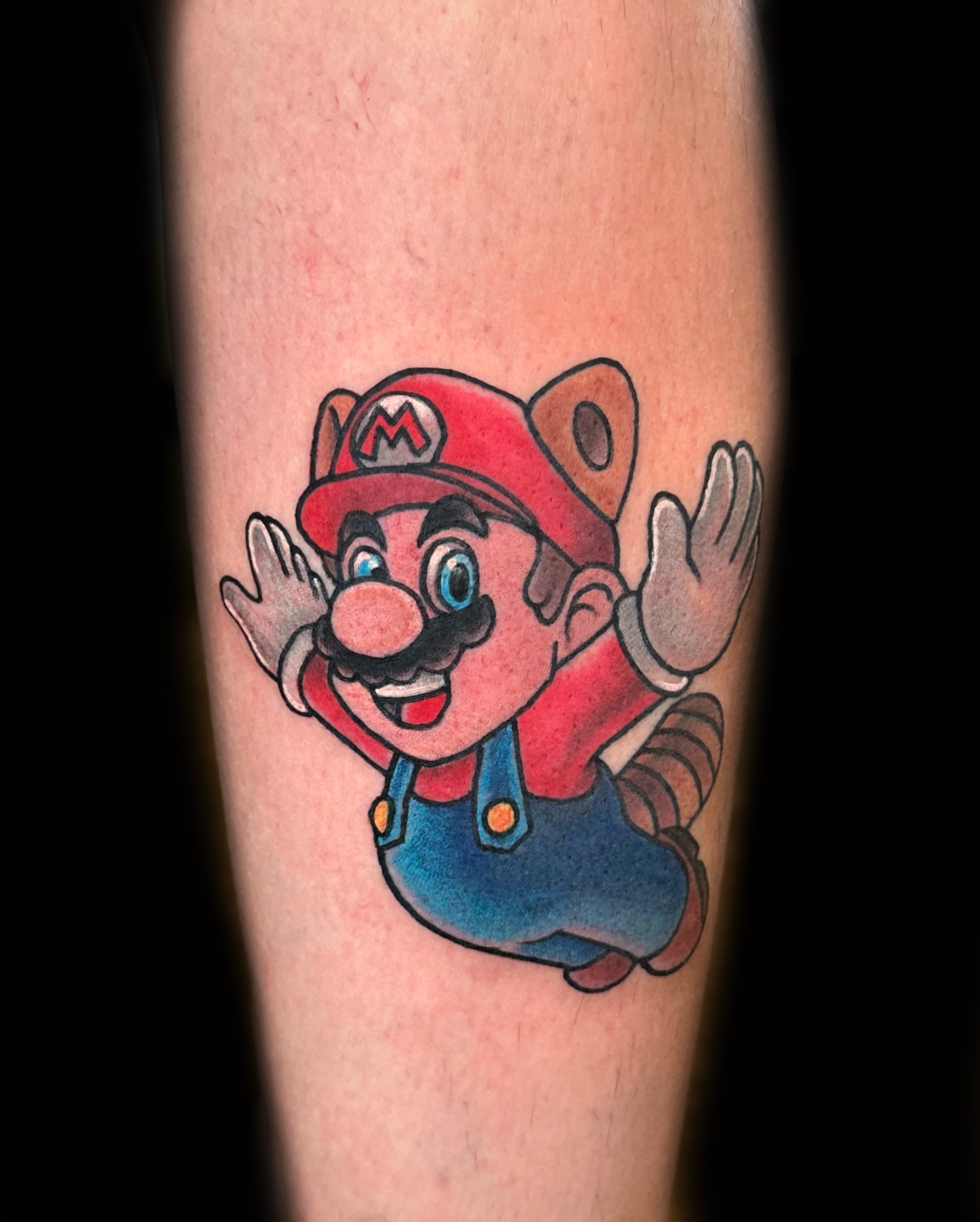 Mario American traditional tattoo on the forearm by Nick Bones, Las Vegas, Nevada