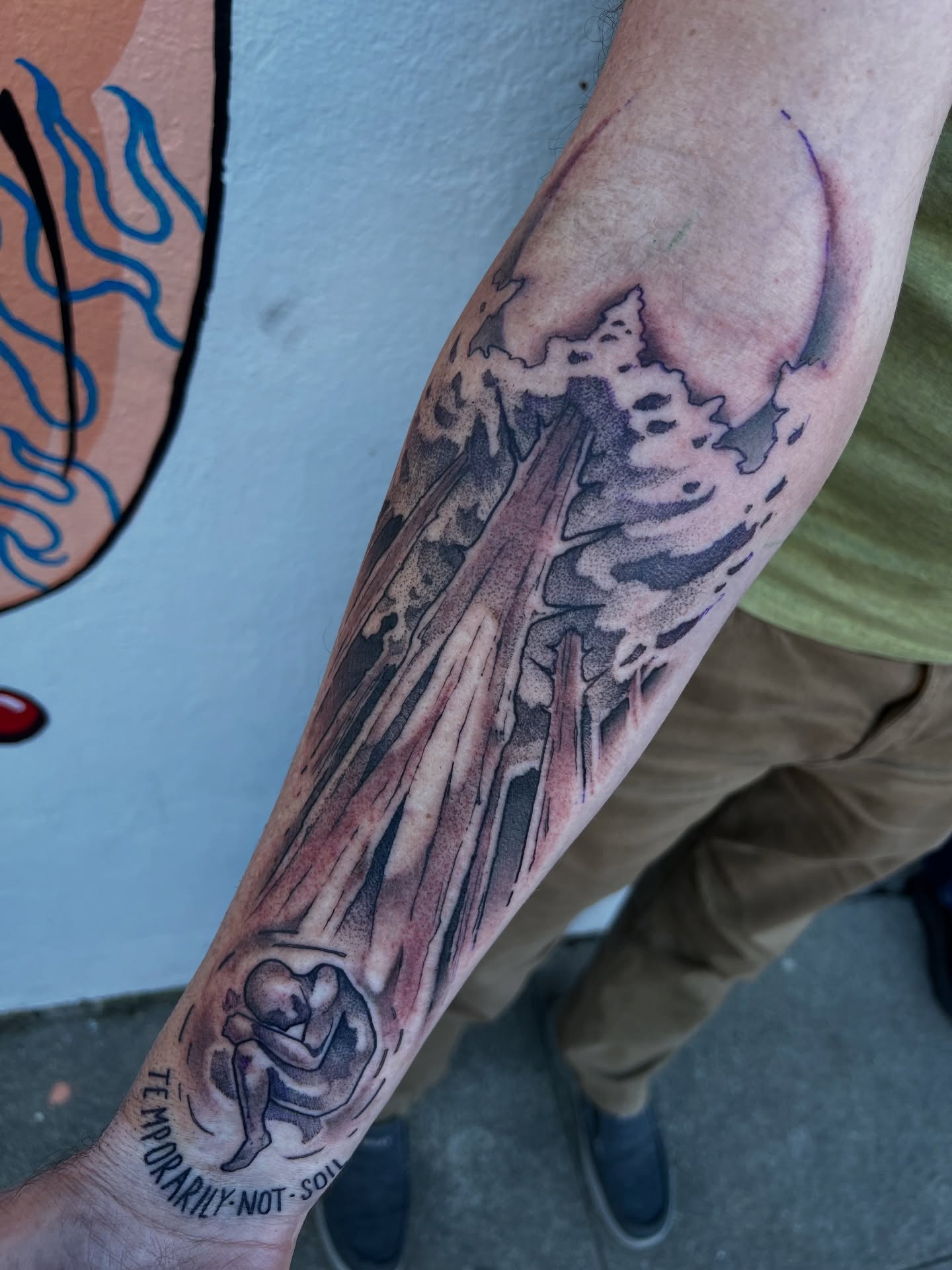 Angelic figure realism tattoo on the forearm by Owen Smith -OEOS- SF