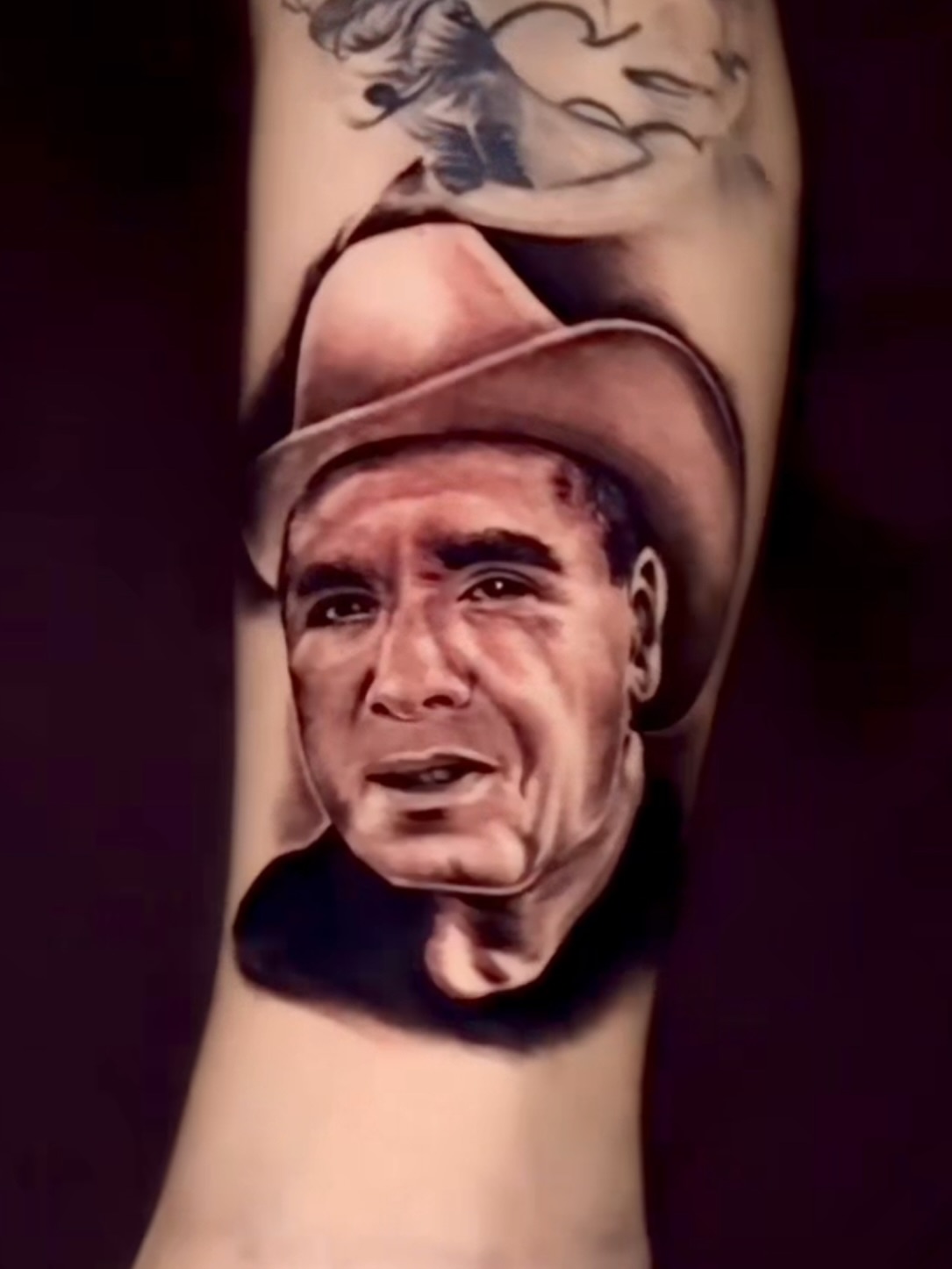 Portrait of man realism tattoo on the forearm by Erick @ AZTEC_TATT