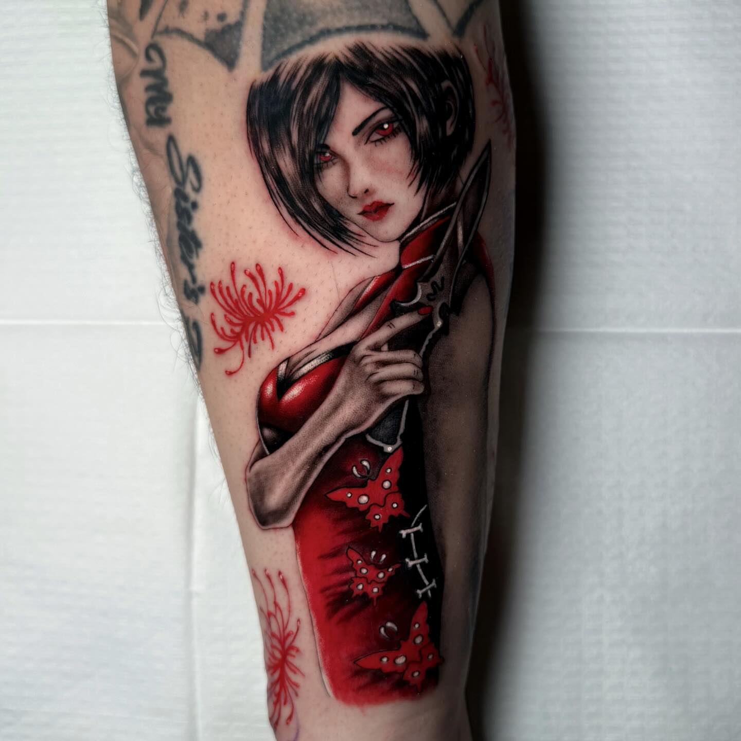 Anime character anime tattoo on the forearm by Alexia