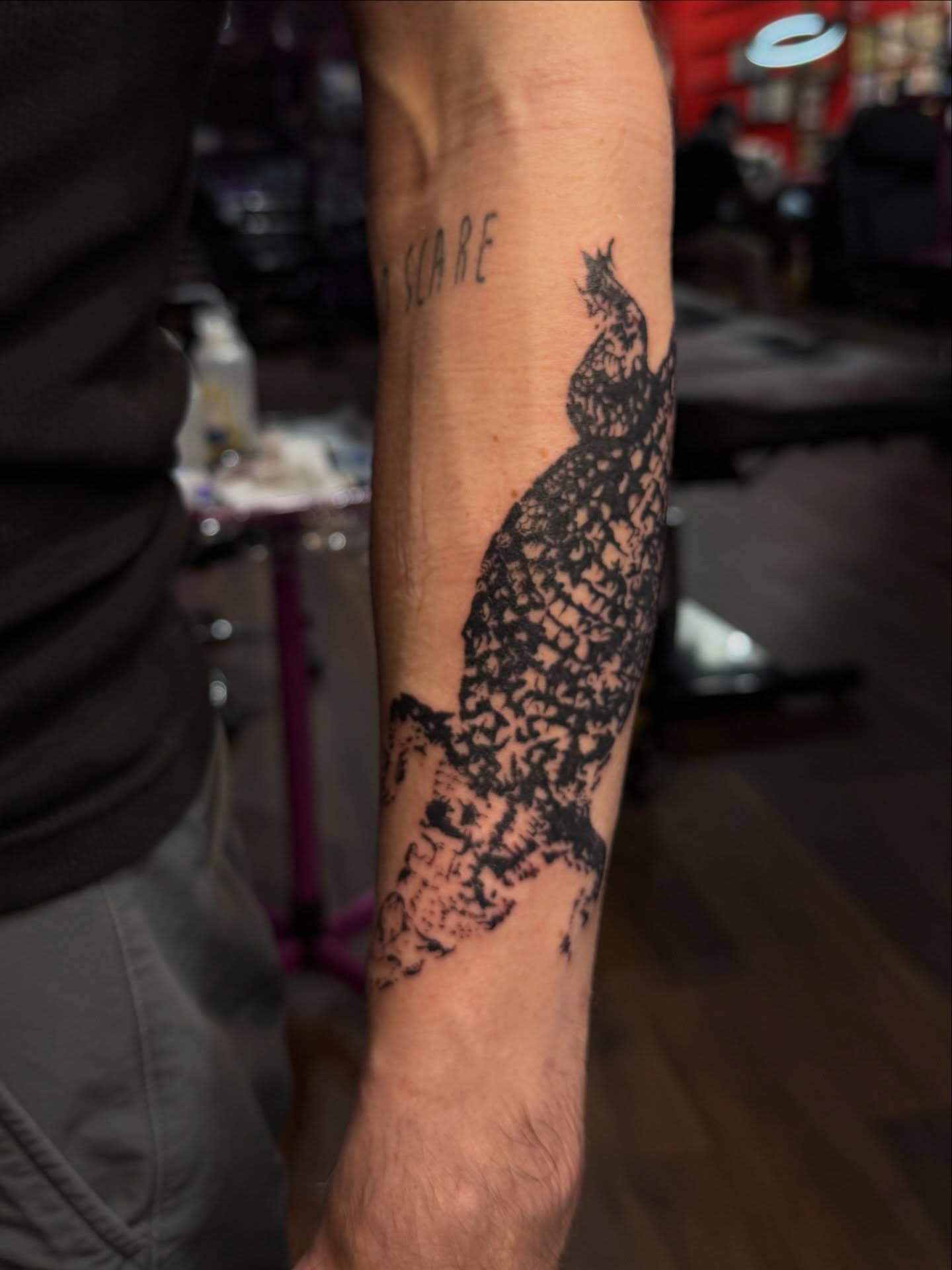 Abstract silhouette black and grey tattoo on the forearm by ✧˖° mitch ✧˖°