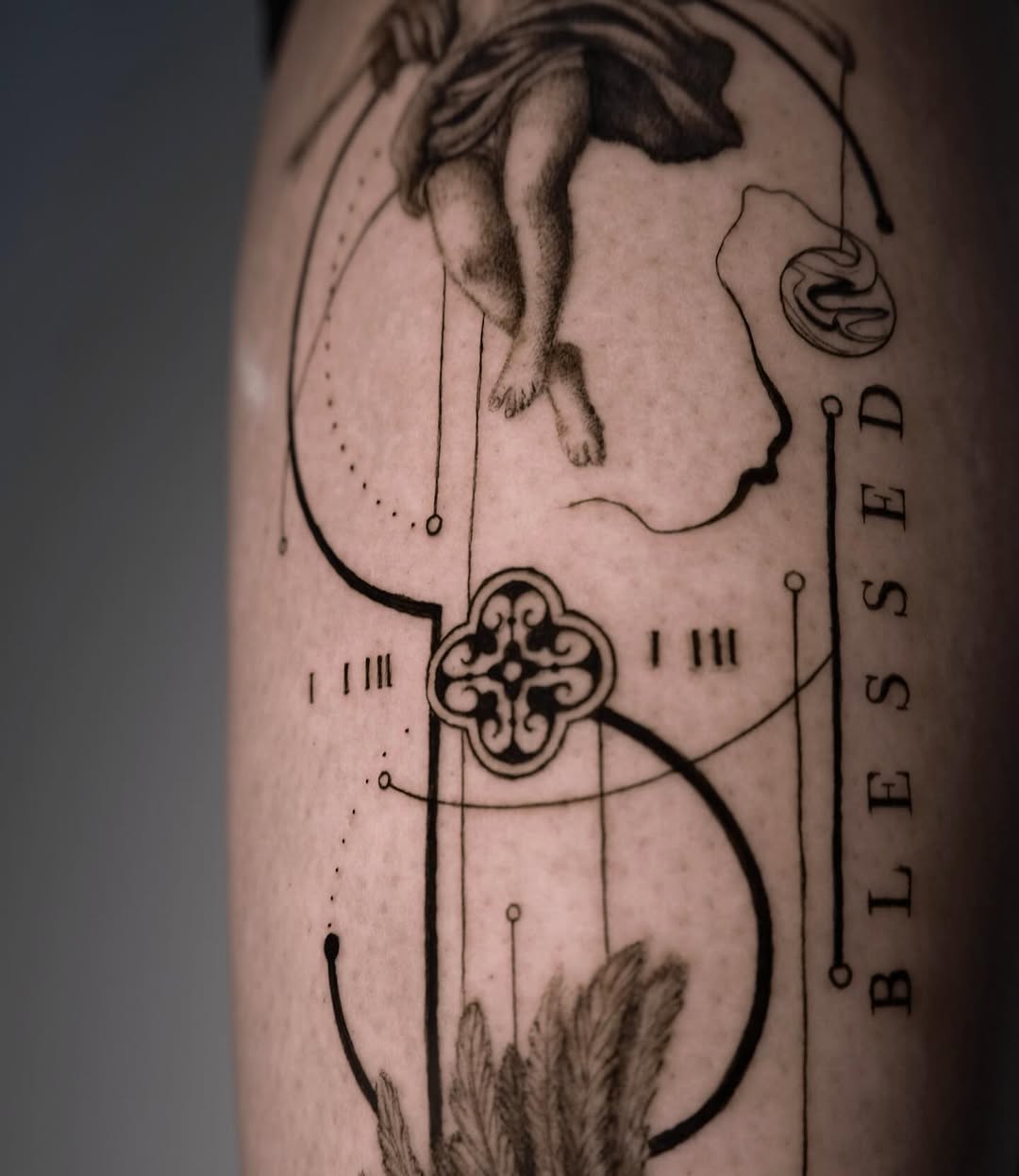 Tattoo by @lilithink — black_and_grey, geometric