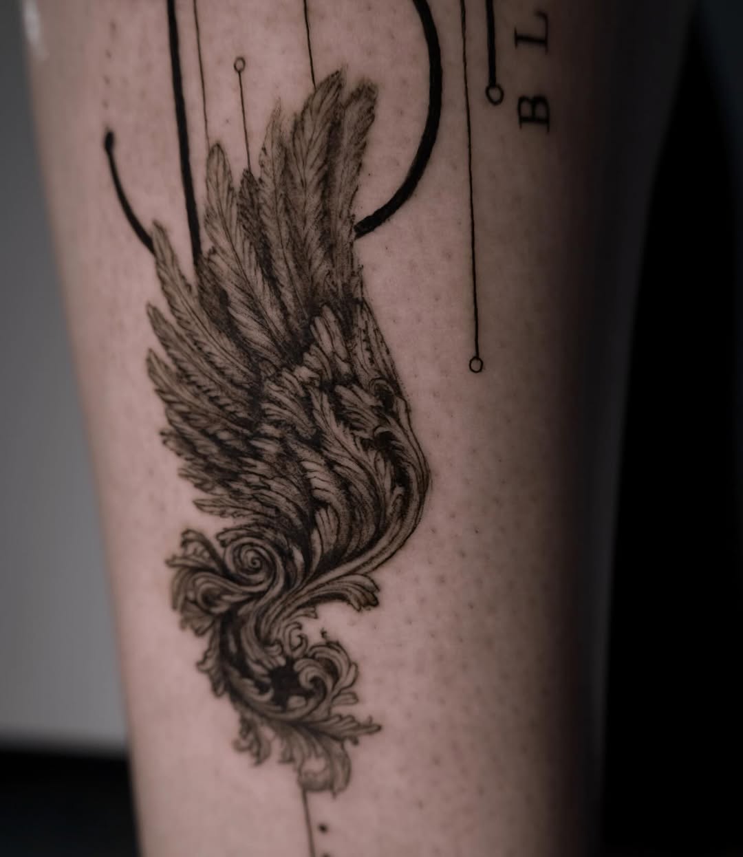 Tattoo by @lilithink — black_and_grey, ornamental