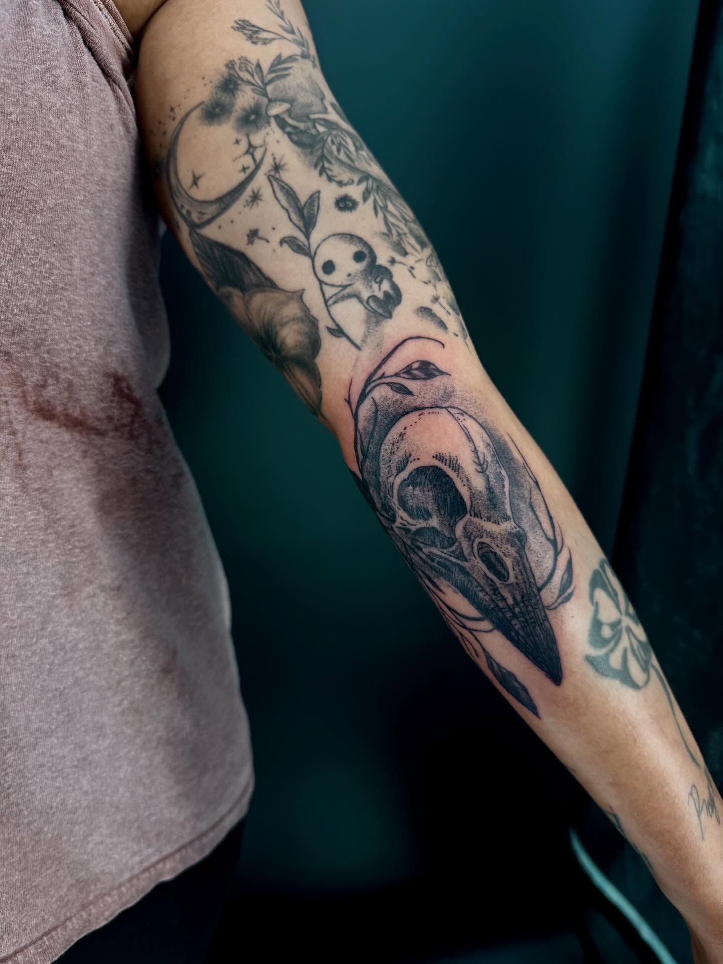 Tattoo by @pandamonium_tattoos — black_and_grey, dark_realism