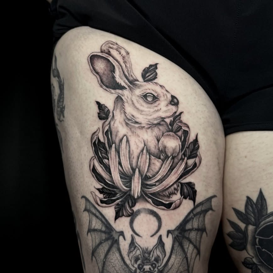 Tattoo by @kuraiinkz — dark_realism, black_and_grey