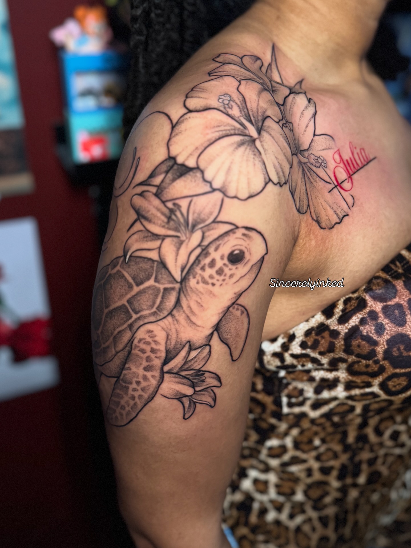 Tattoo by @sincerelyinked — black_and_grey, realism