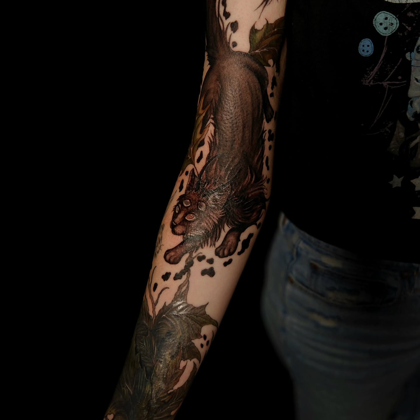 Lion realism tattoo on the forearm by Ashly Renee