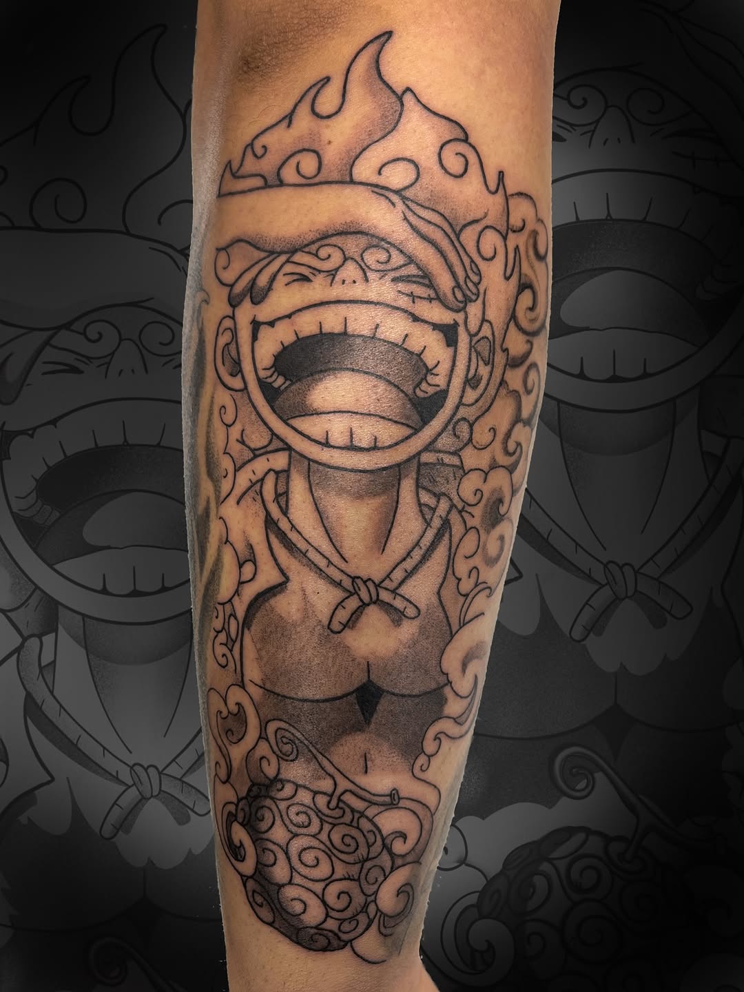 Tattoo by @profound.desires — anime, black_and_grey