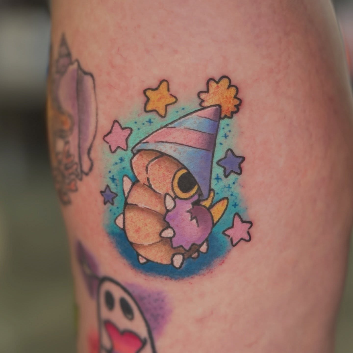 Wizard dinosaur dotwork tattoo on the forearm by Mickey