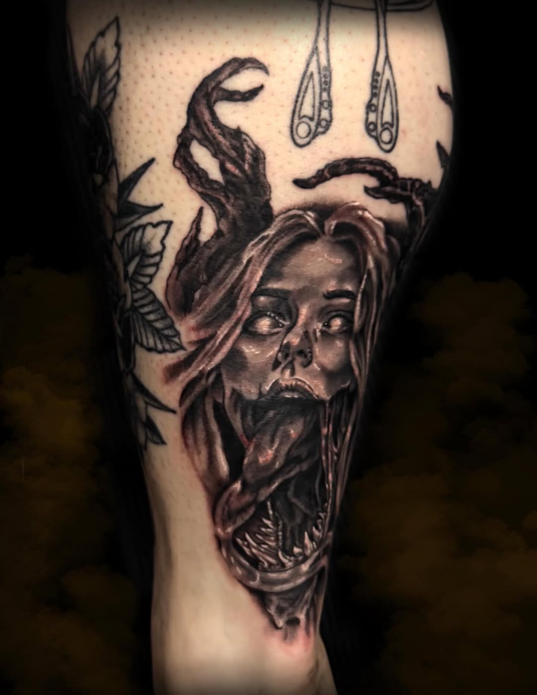 Tattoo by @jamisonellsworthtattoos β dark_realism, black_and_grey