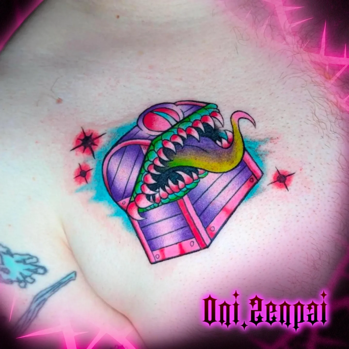 Tattoo by @oni.zenpai — new_school, trash_polka