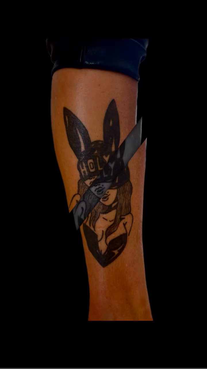 Bunny with knife tattoo on the forearm by 𝒯𝒶𝓉𝓈𝑜𝓊𝓁 𝒷𝓎 C𝓁𝒶𝓊𝒹𝒾𝒶