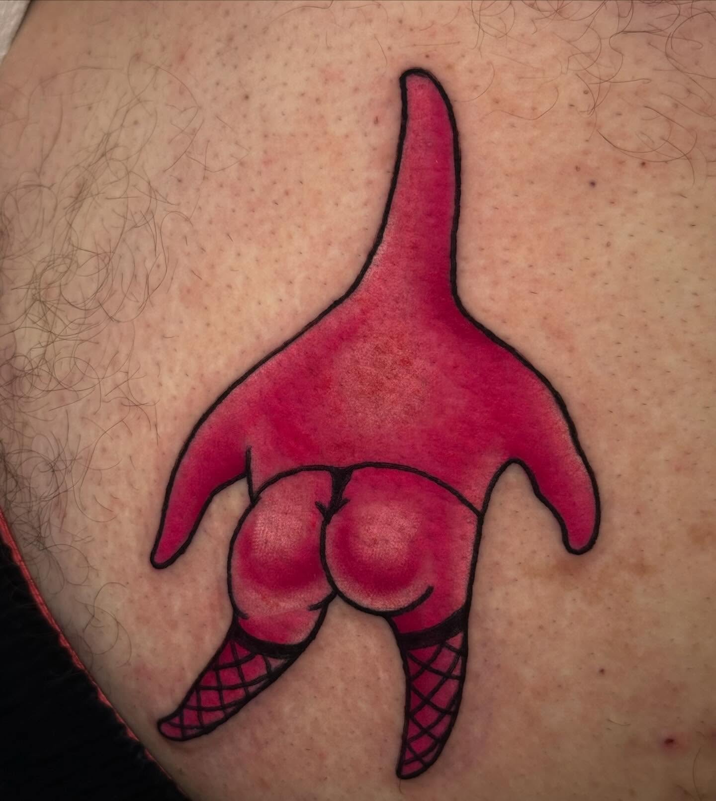 Banana American traditional tattoo on the thigh by Kayla Warren