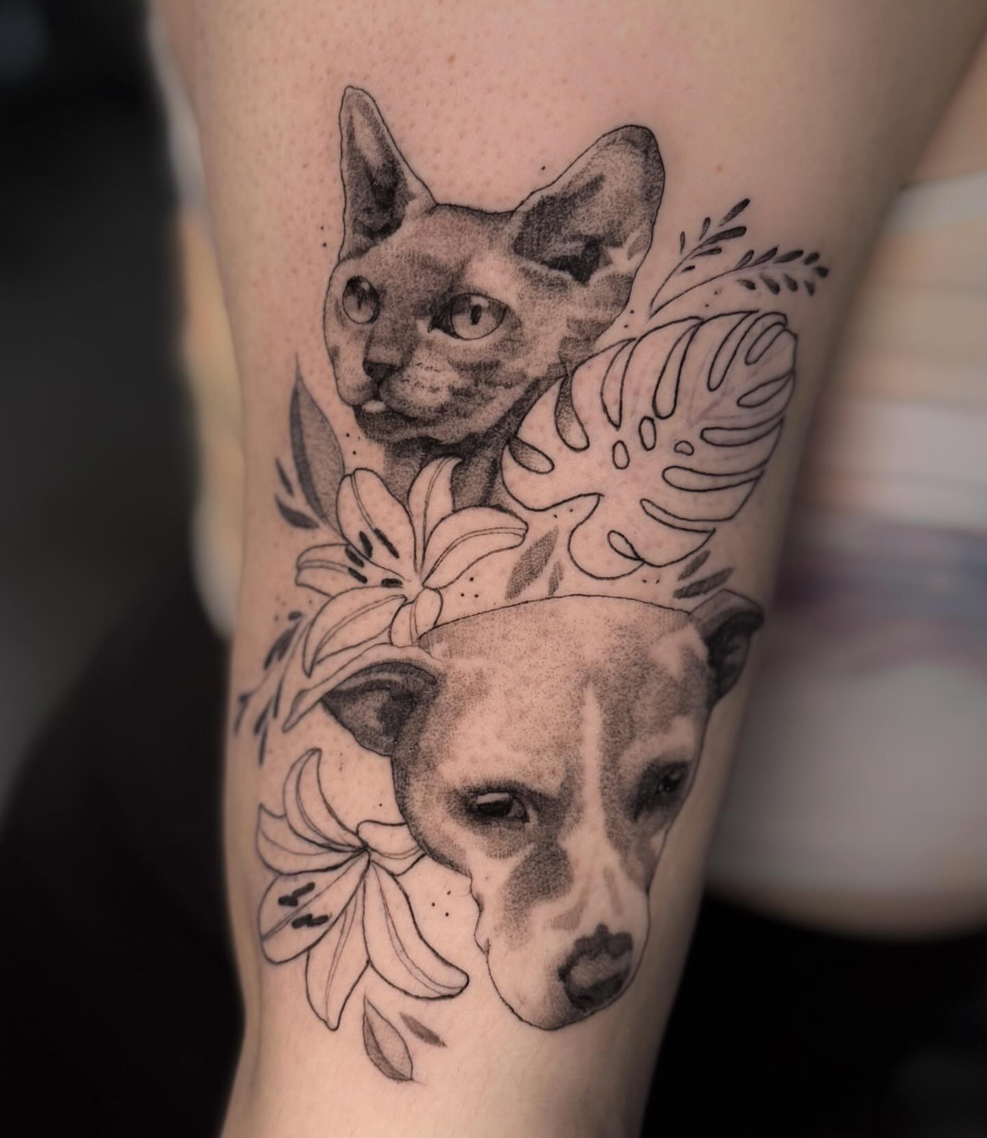 Tattoo by @_dreadnot_ — dotwork, realism