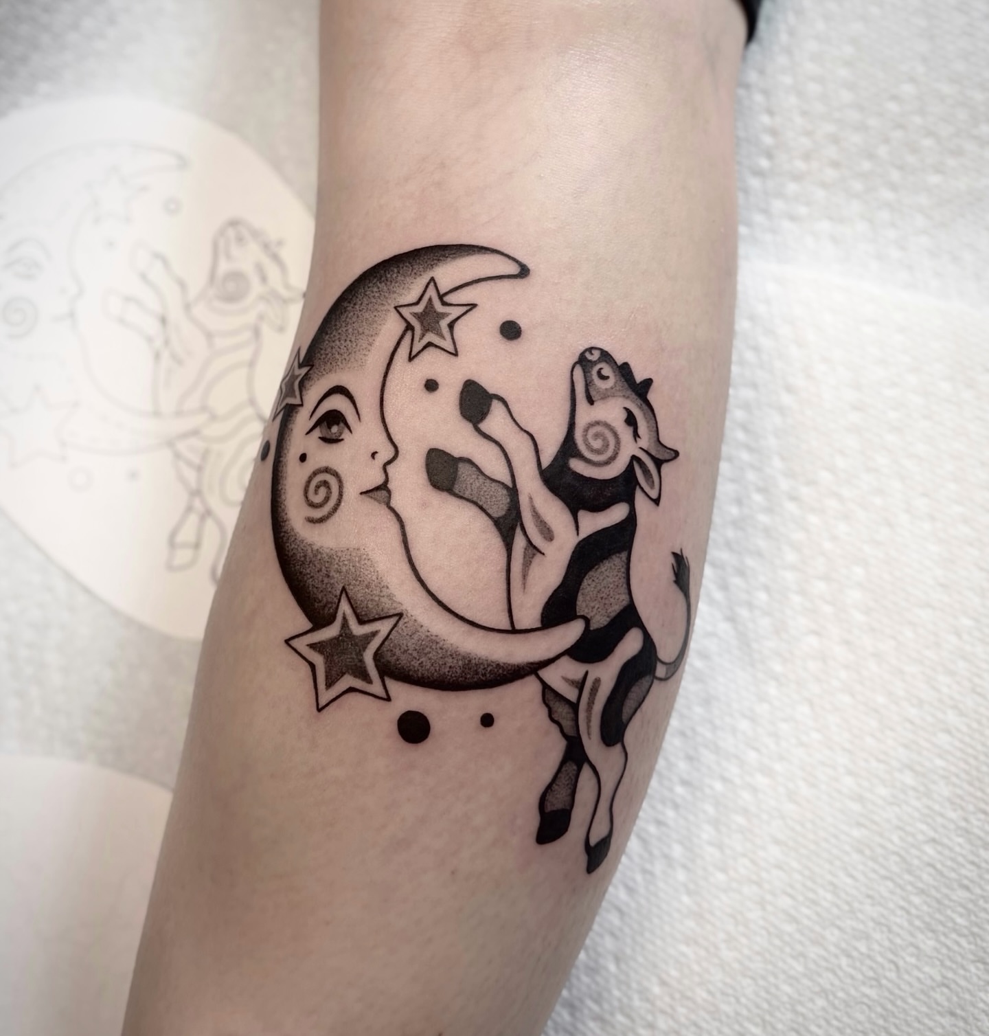 Tattoo by @maya_zink — dotwork, black_and_grey