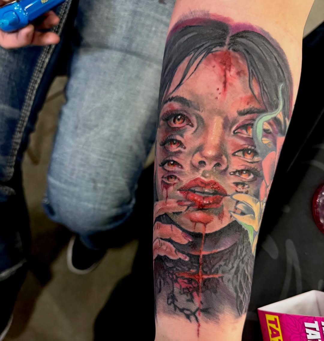 Tattoo by @barbedwireinktattoos — realism, dark_realism