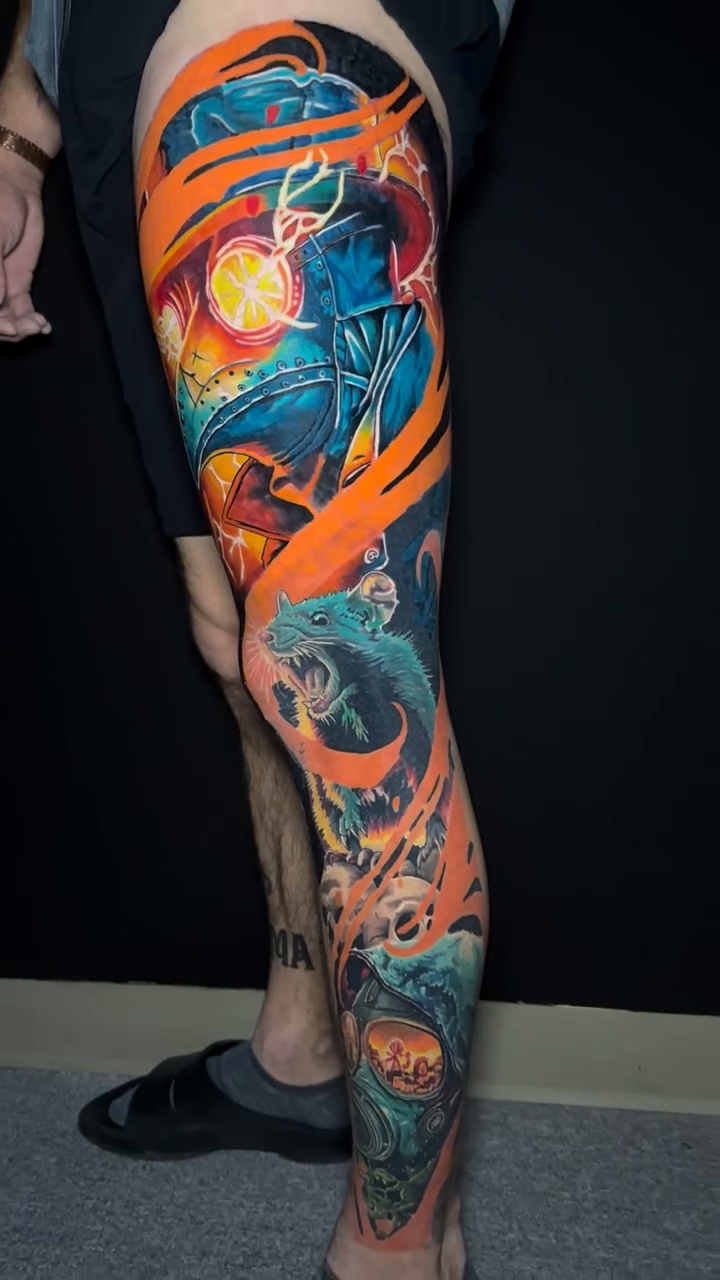 Dragon and rat with skulls japanese irezumi tattoo by Zac Pedrosa
