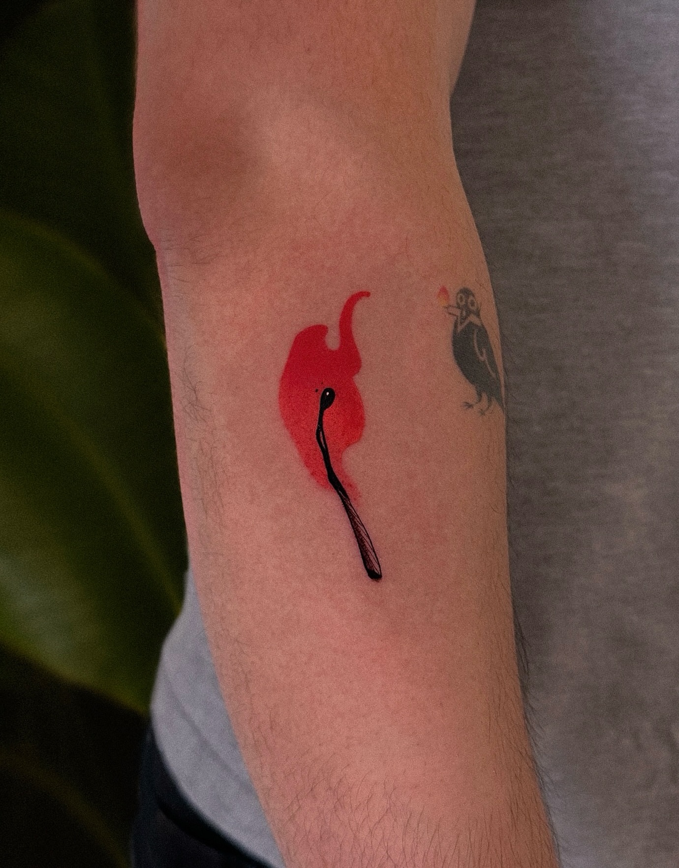 Bird and flame dotwork tattoo on the forearm by Tattoo Artist 👩🏻‍🎨 ATX