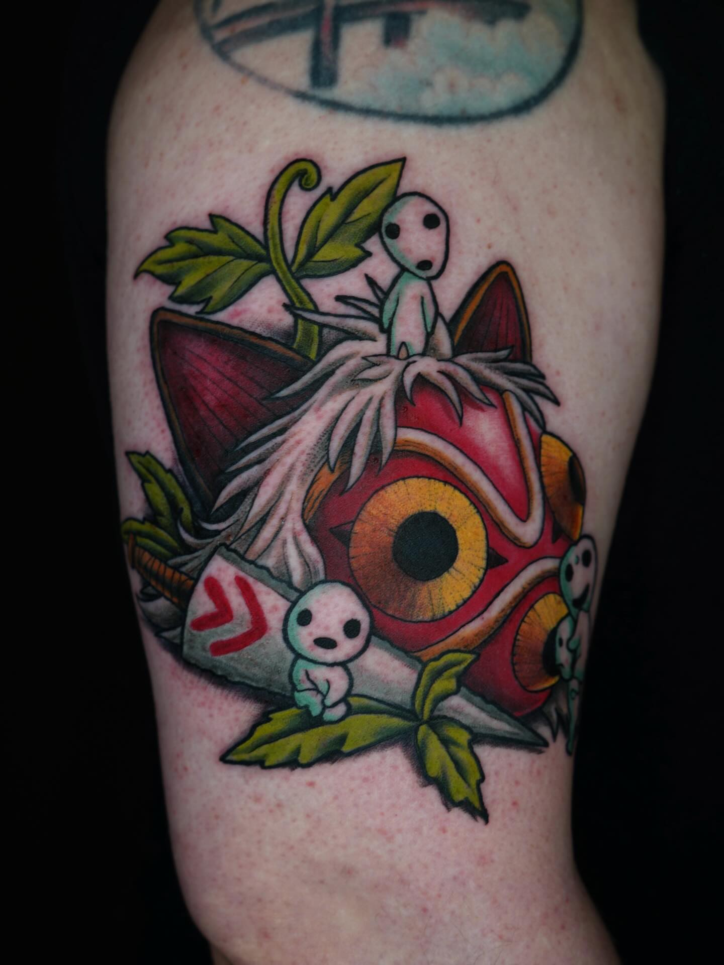 Mononoke hime and san anime tattoo on the forearm by Gina Carlson